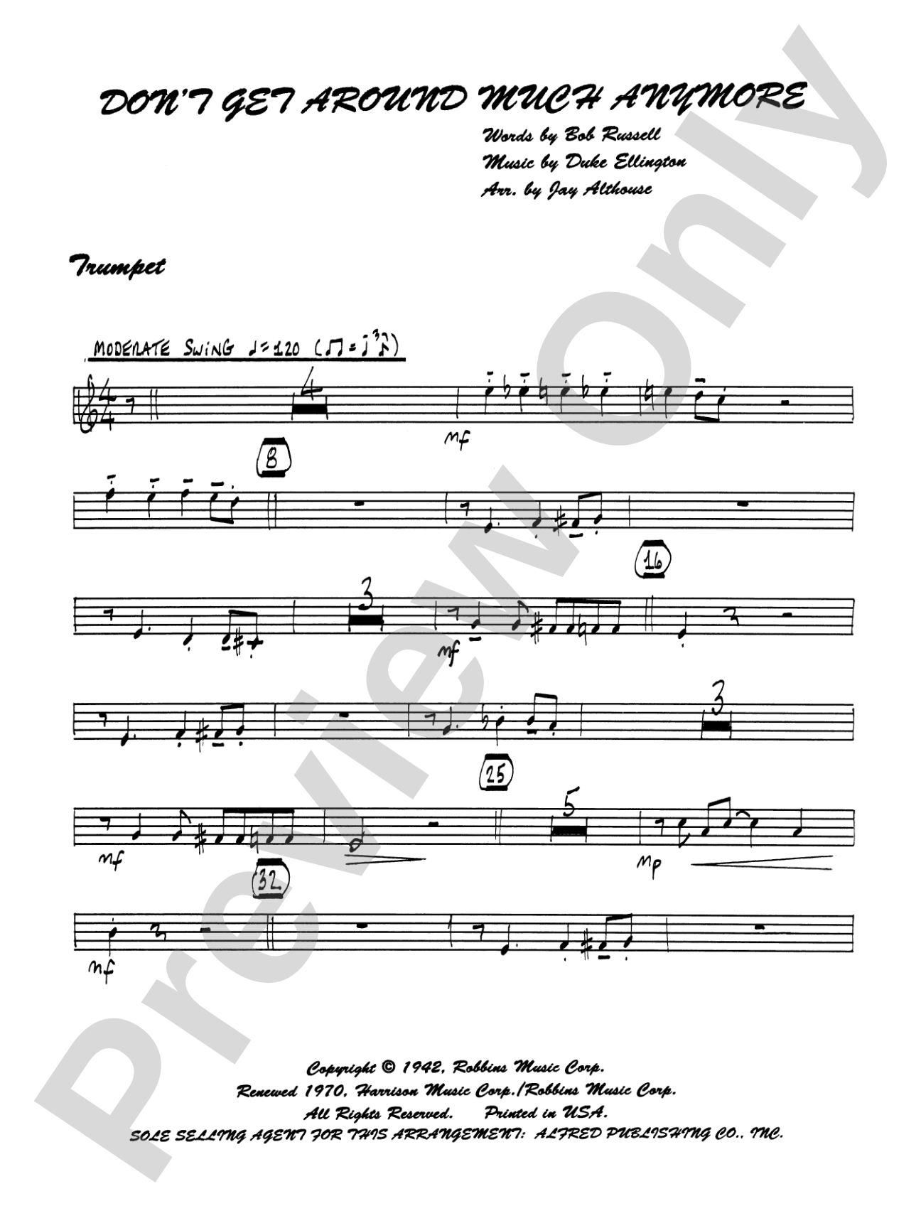 Don't Get Around Much Anymore: 1st B-flat Trumpet: Choral SoundPax