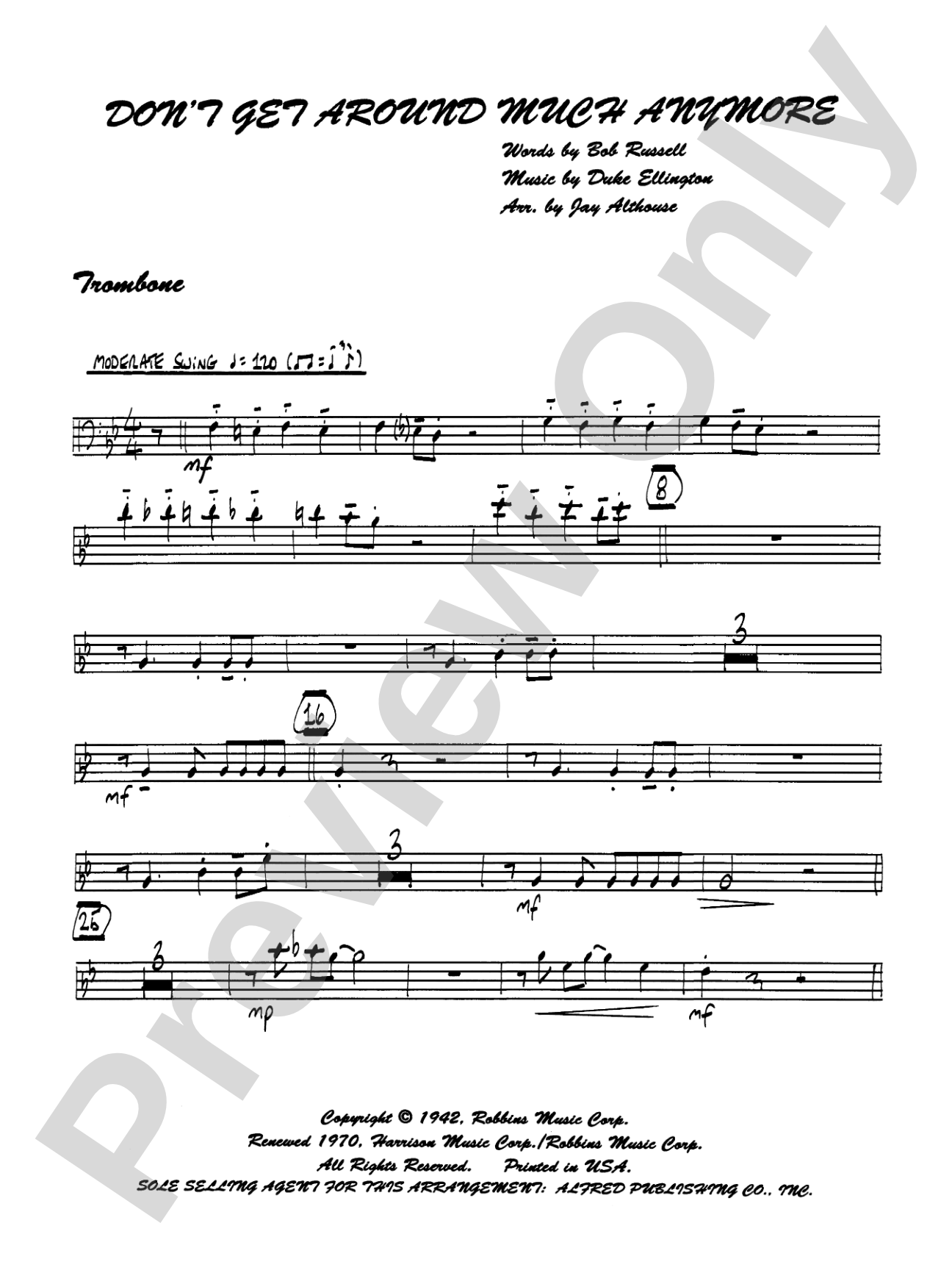 Don't Get Around Much Anymore: 1st Trombone: Choral SoundPax