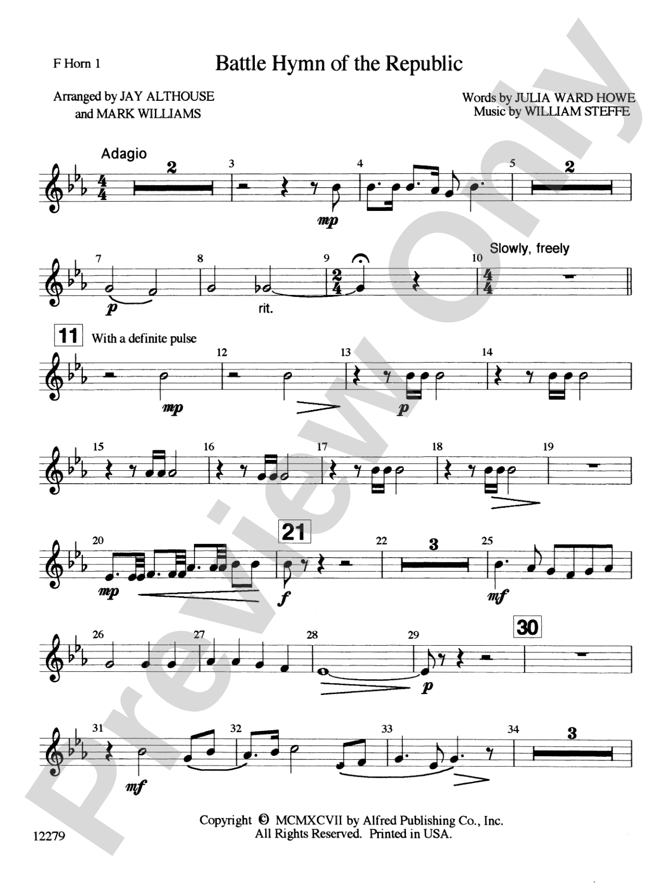 Battle Hymn of the Republic: 1st F Horn: Choral SoundPax