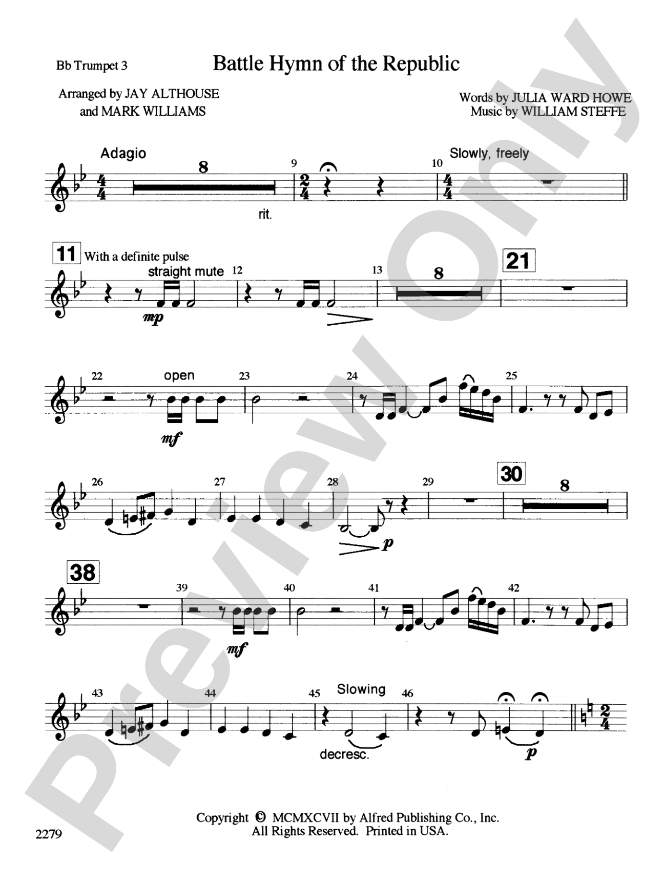 Battle Hymn of the Republic: 3rd B-flat Trumpet: Choral SoundPax
