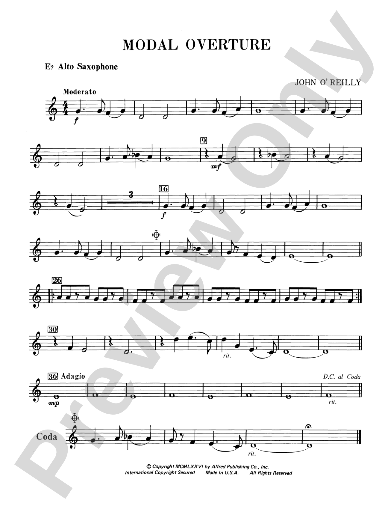Modal Overture: E-flat Alto Saxophone