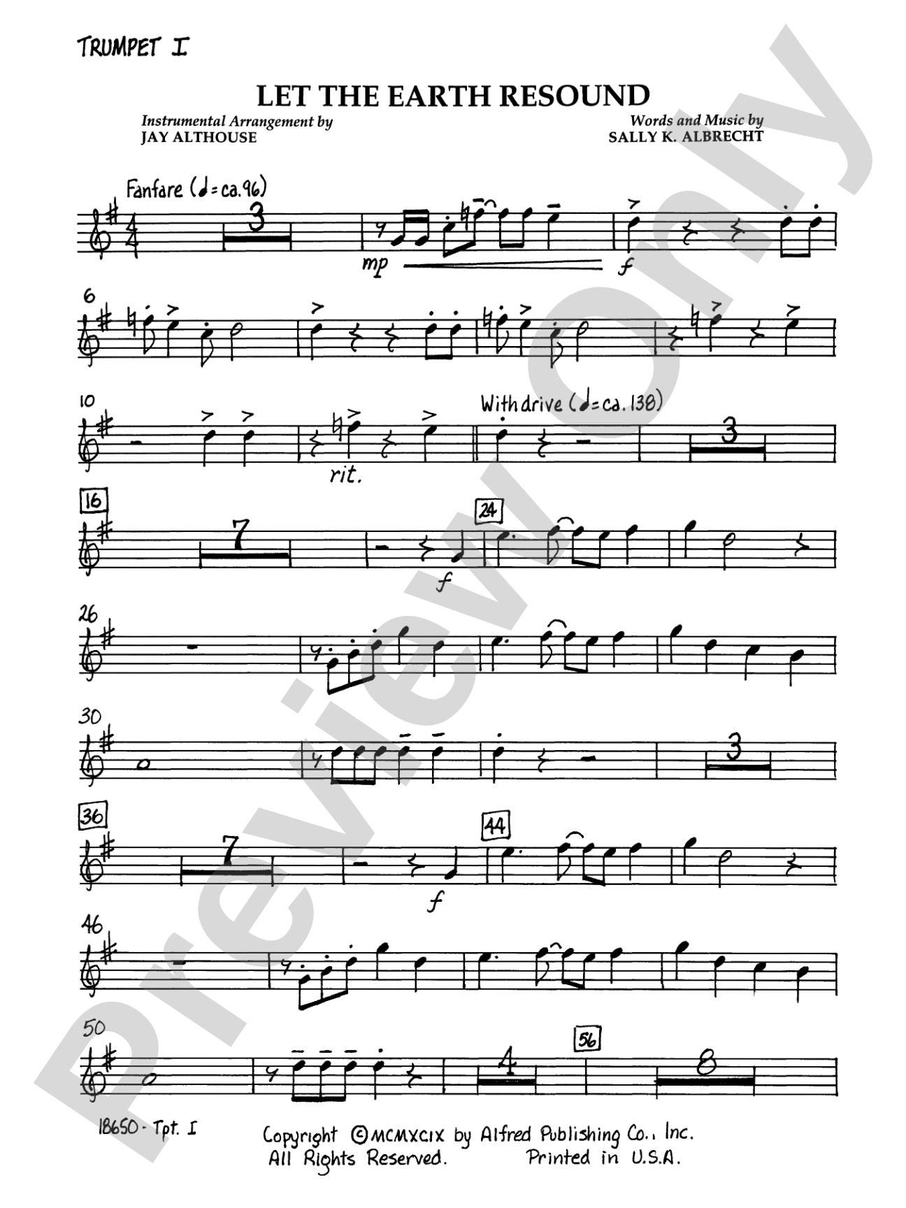 Let the Earth Resound: 1st B-flat Trumpet: Choral SoundPax