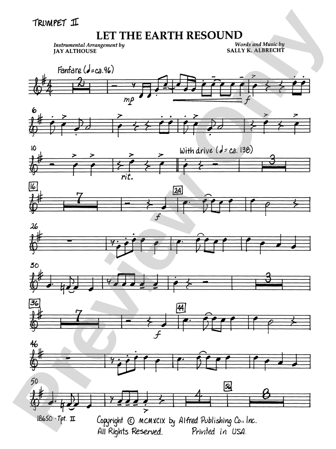 Let the Earth Resound: 2nd B-flat Trumpet: Choral SoundPax