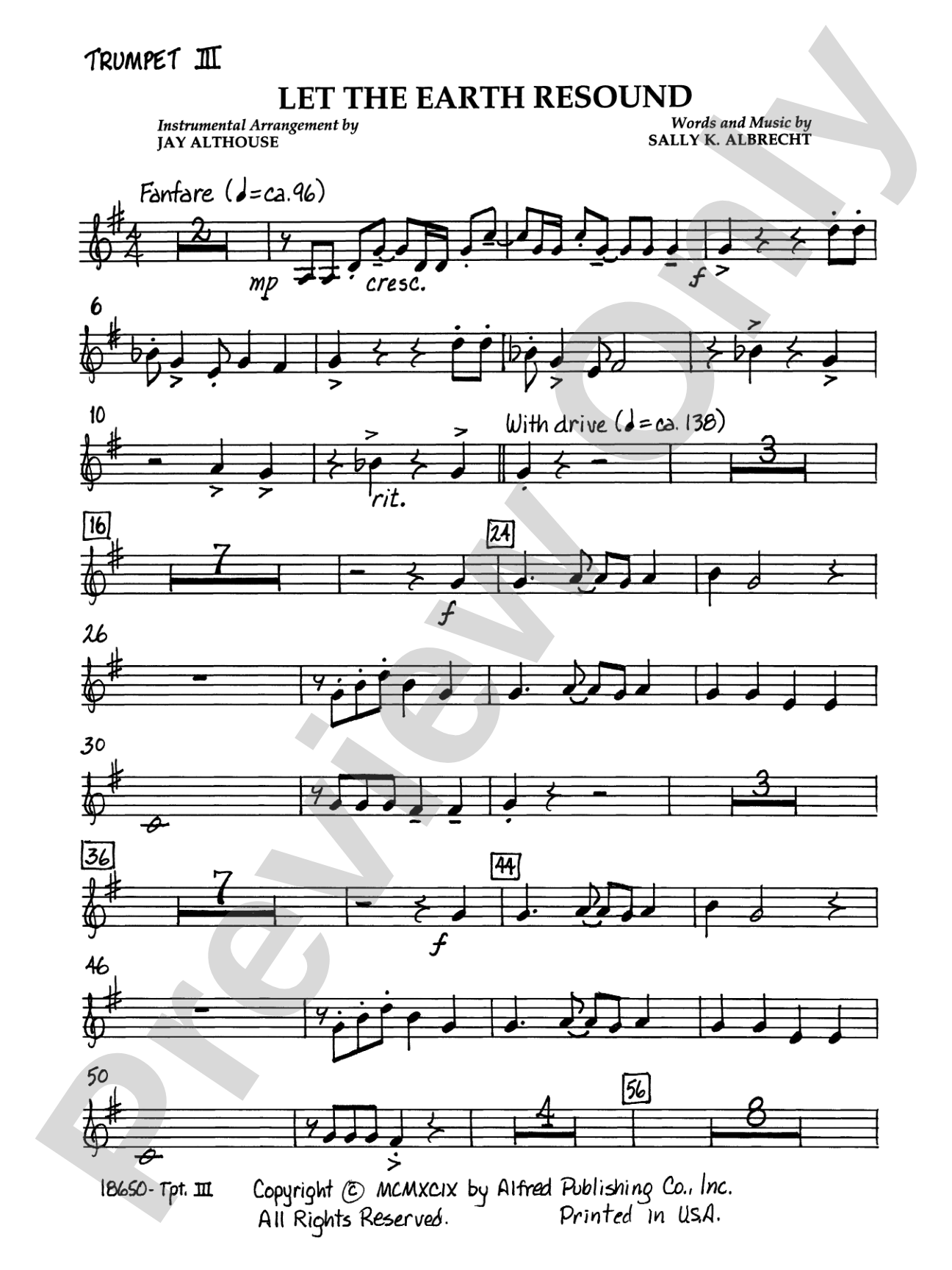 Let the Earth Resound: 3rd B-flat Trumpet: Choral SoundPax