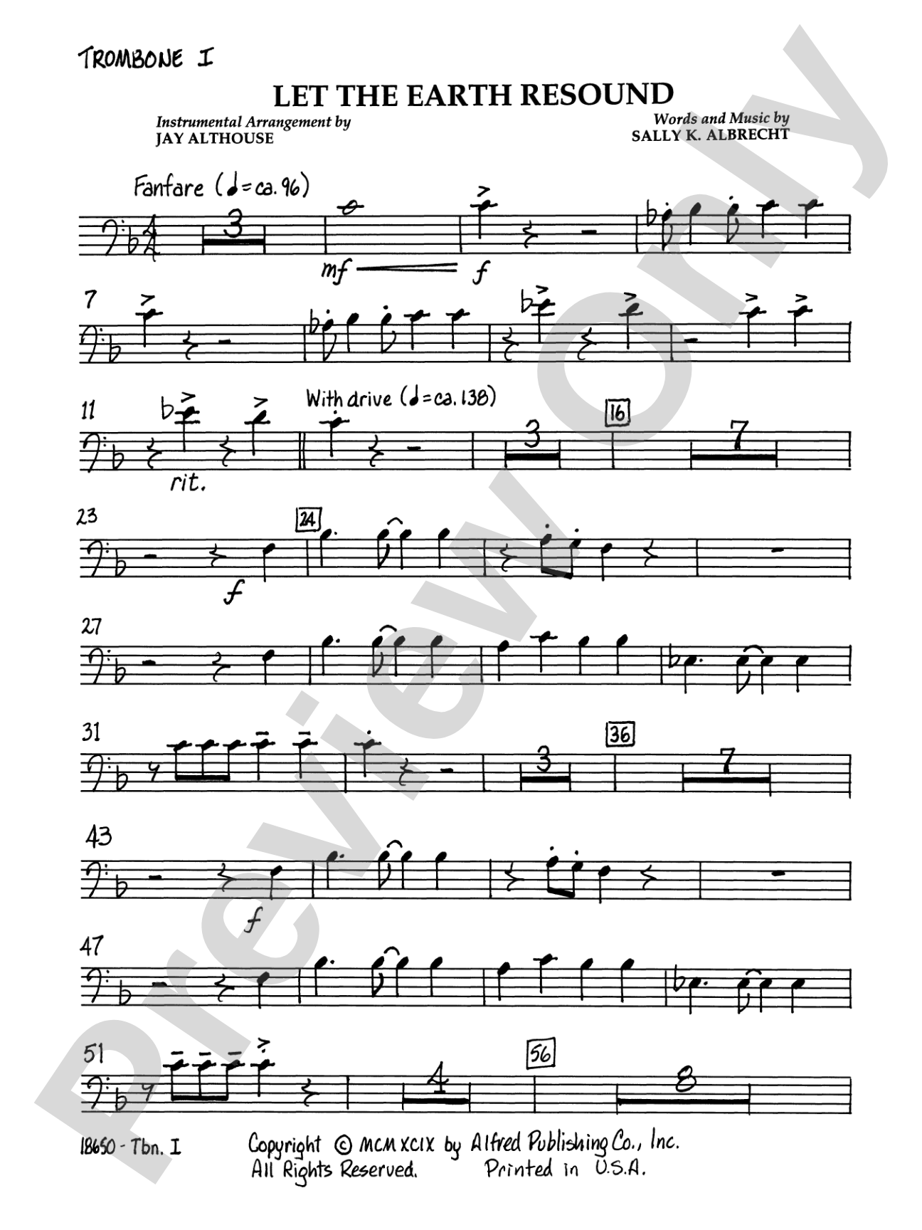 Let the Earth Resound: 1st Trombone: Choral SoundPax