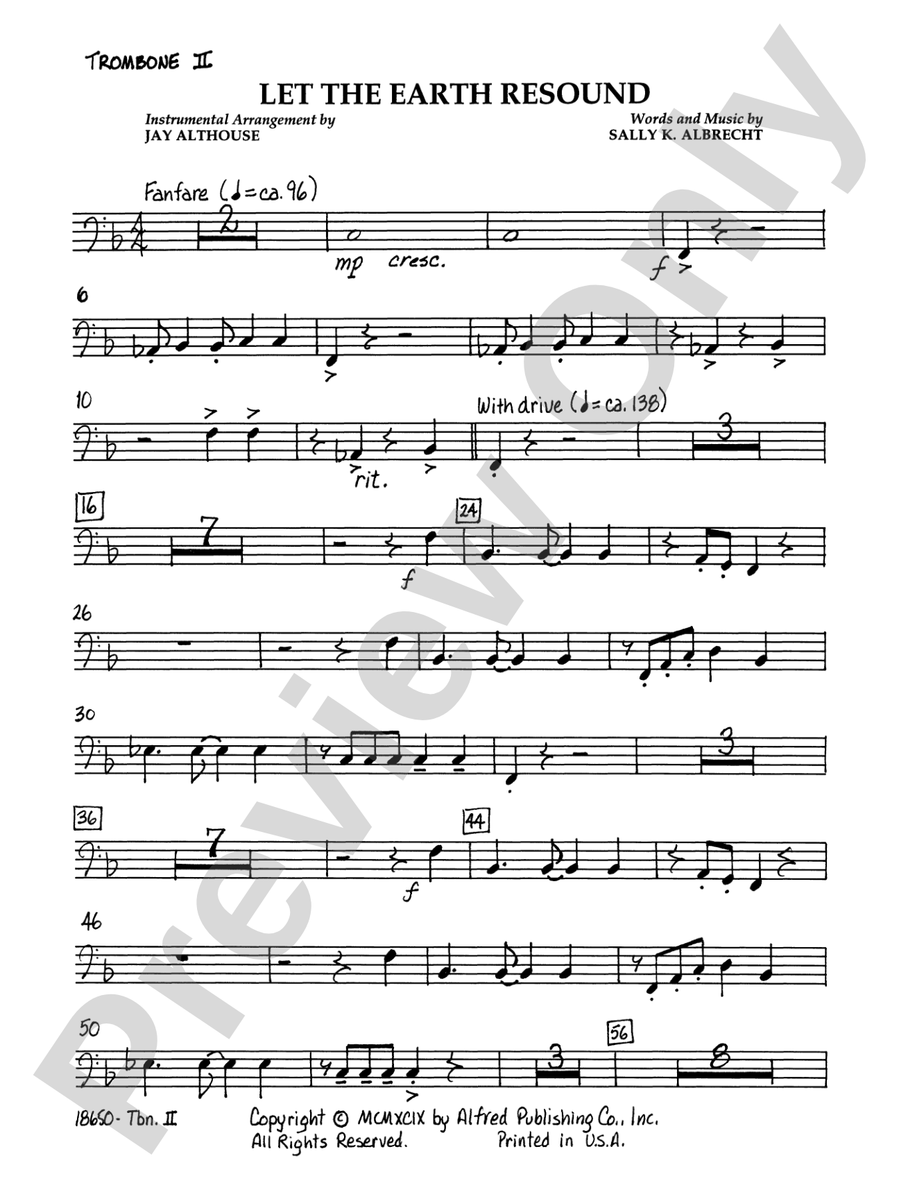 Let the Earth Resound: 2nd Trombone: Choral SoundPax