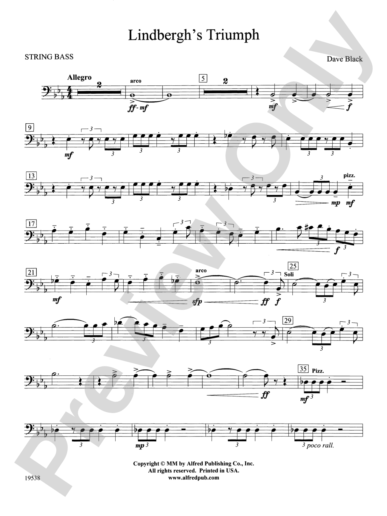 Lindbergh's Triumph: String Bass