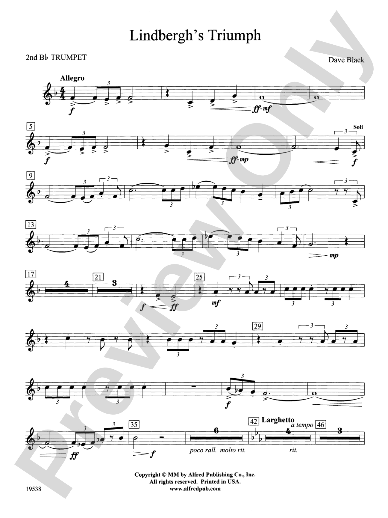 Lindbergh's Triumph: 2nd B-flat Trumpet