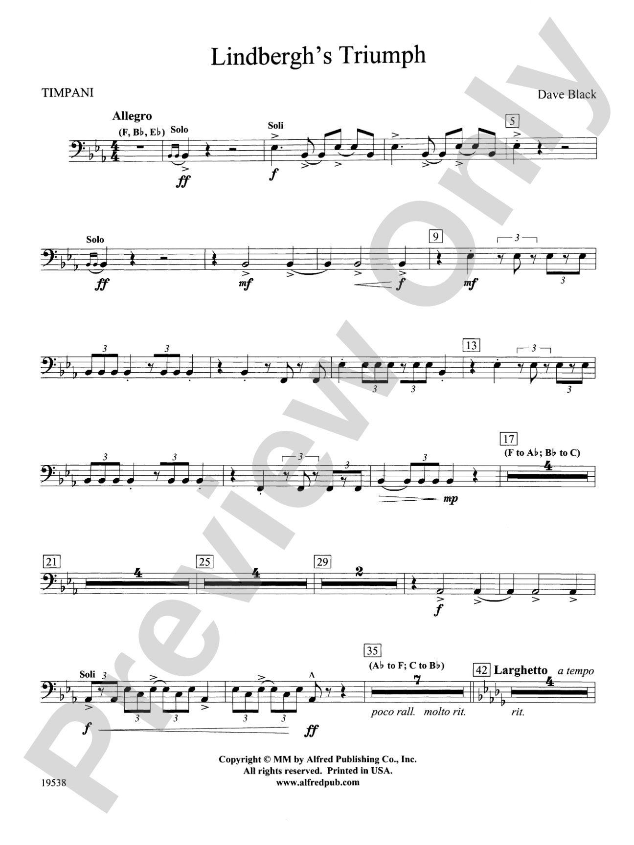 Lindbergh's Triumph: Timpani