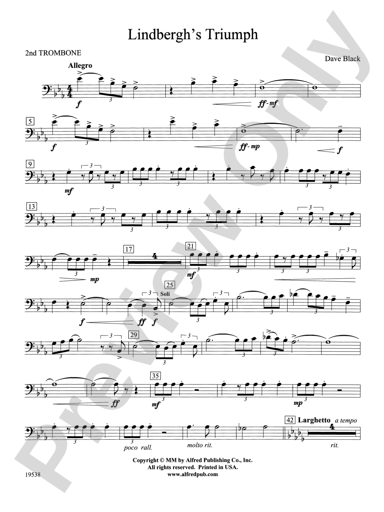Lindbergh's Triumph: 2nd Trombone