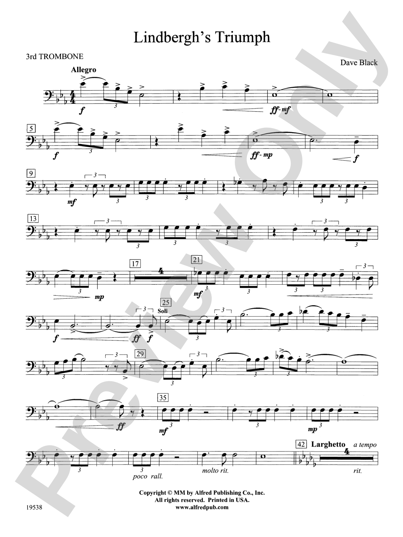 Lindbergh's Triumph: 3rd Trombone