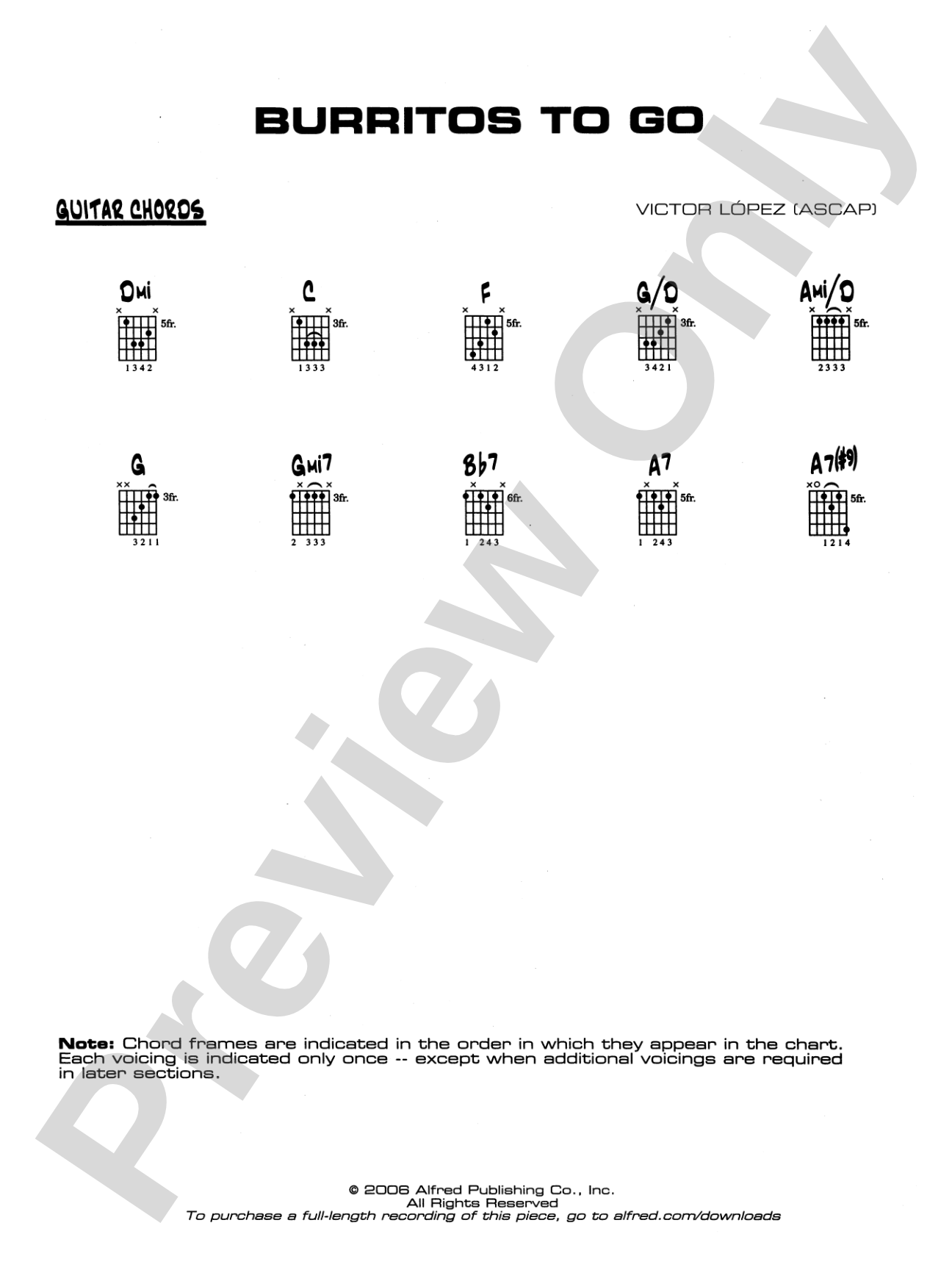 Burritos to Go: Guitar Chords