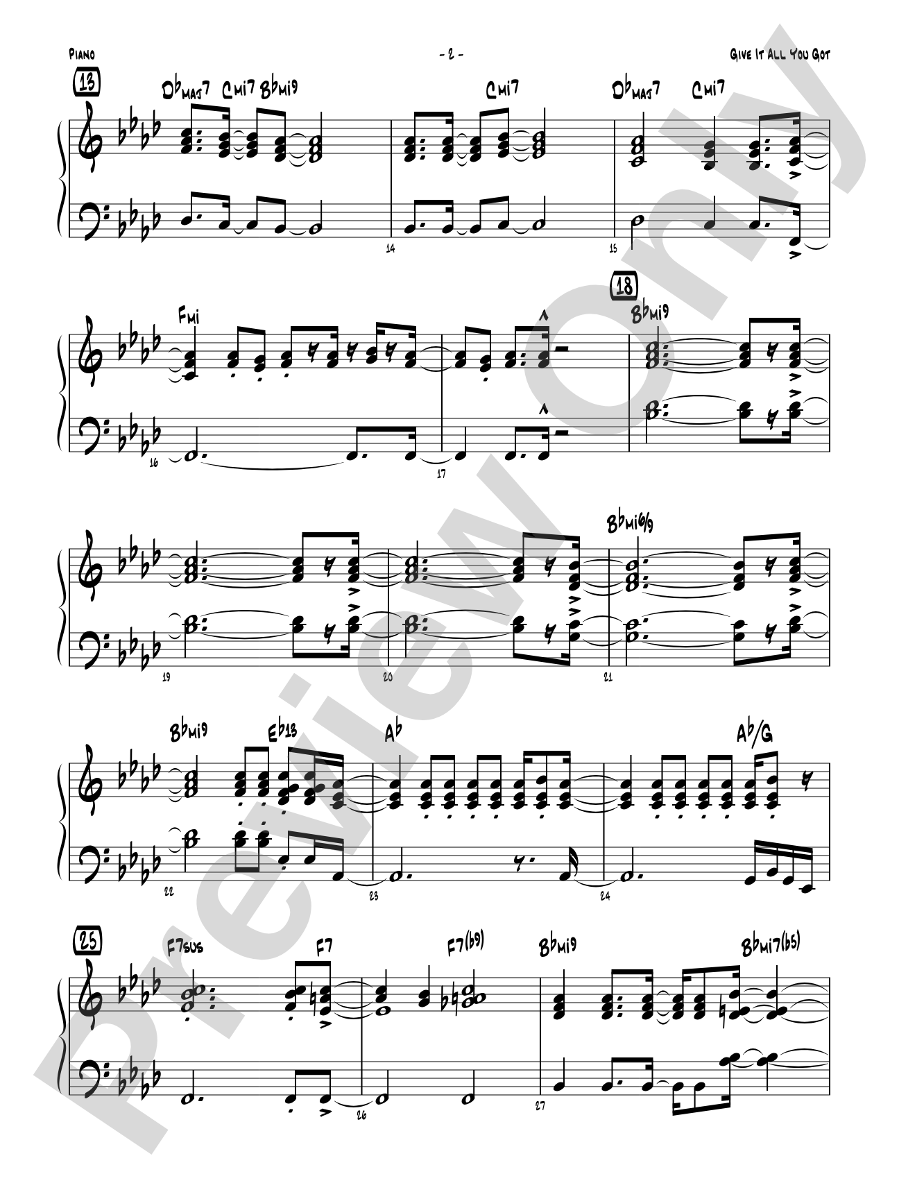 Give It All You Got: Piano Accompaniment