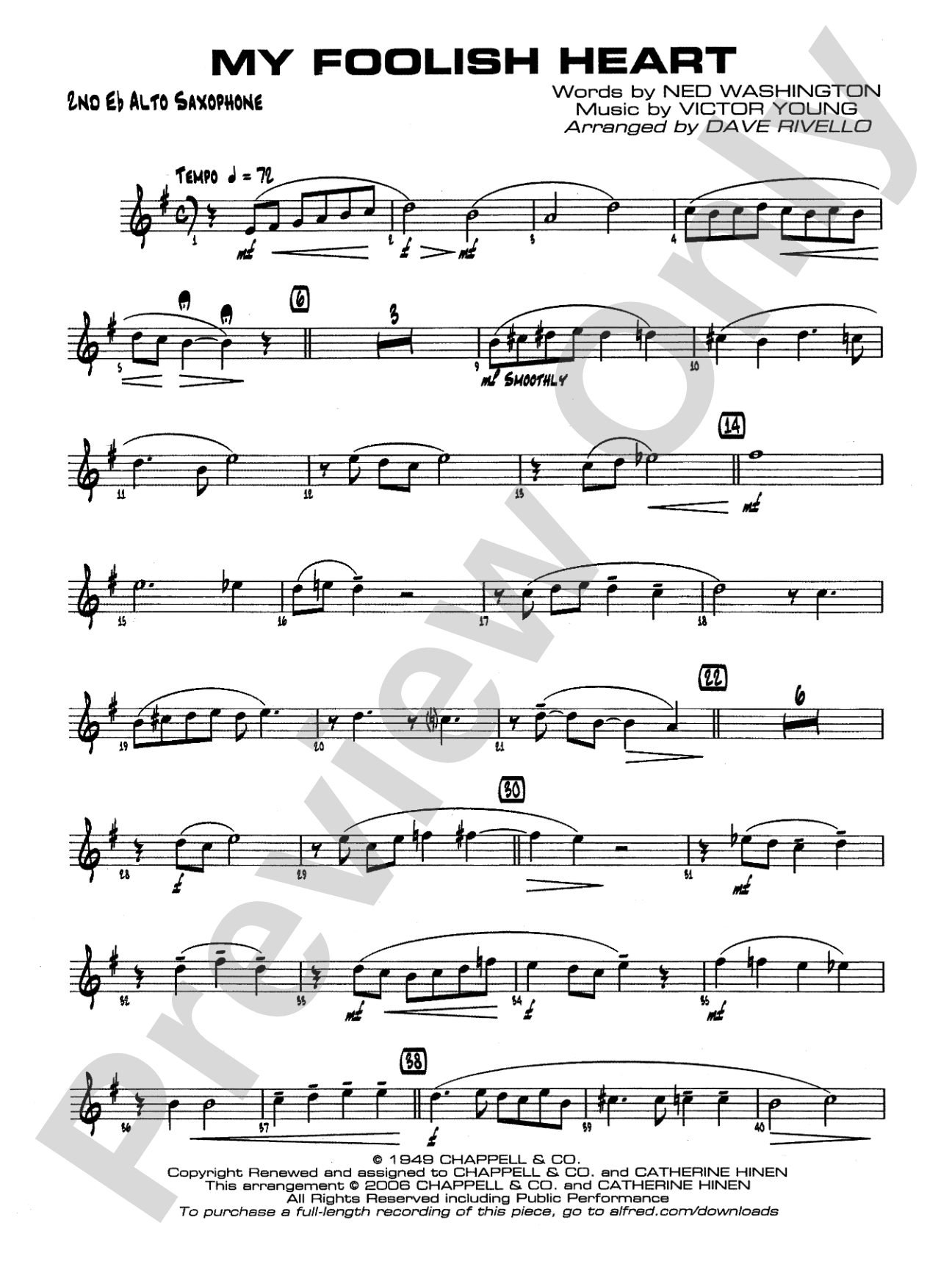 My Foolish Heart: 2nd E-flat Alto Saxophone