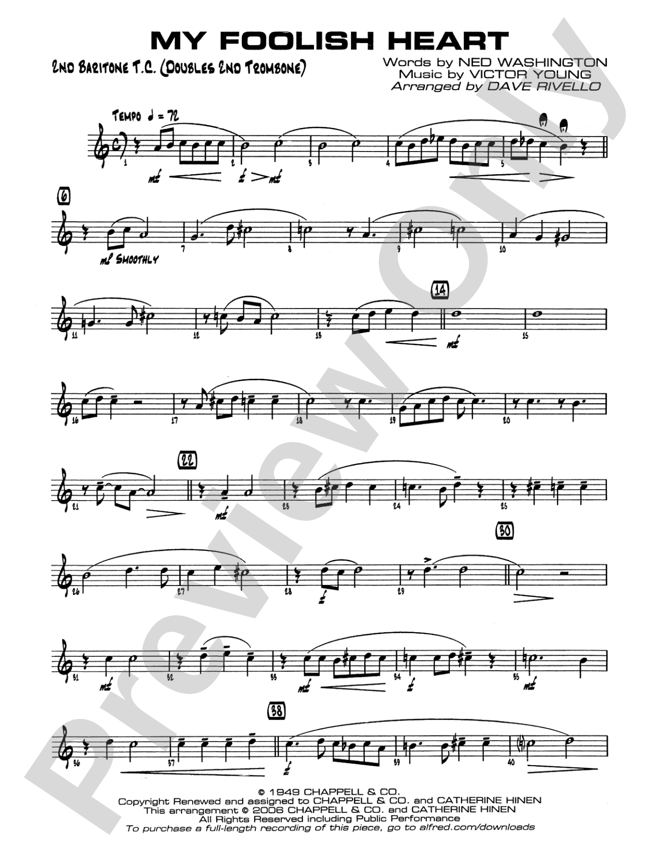 My Foolish Heart: 2nd Baritone T.C.