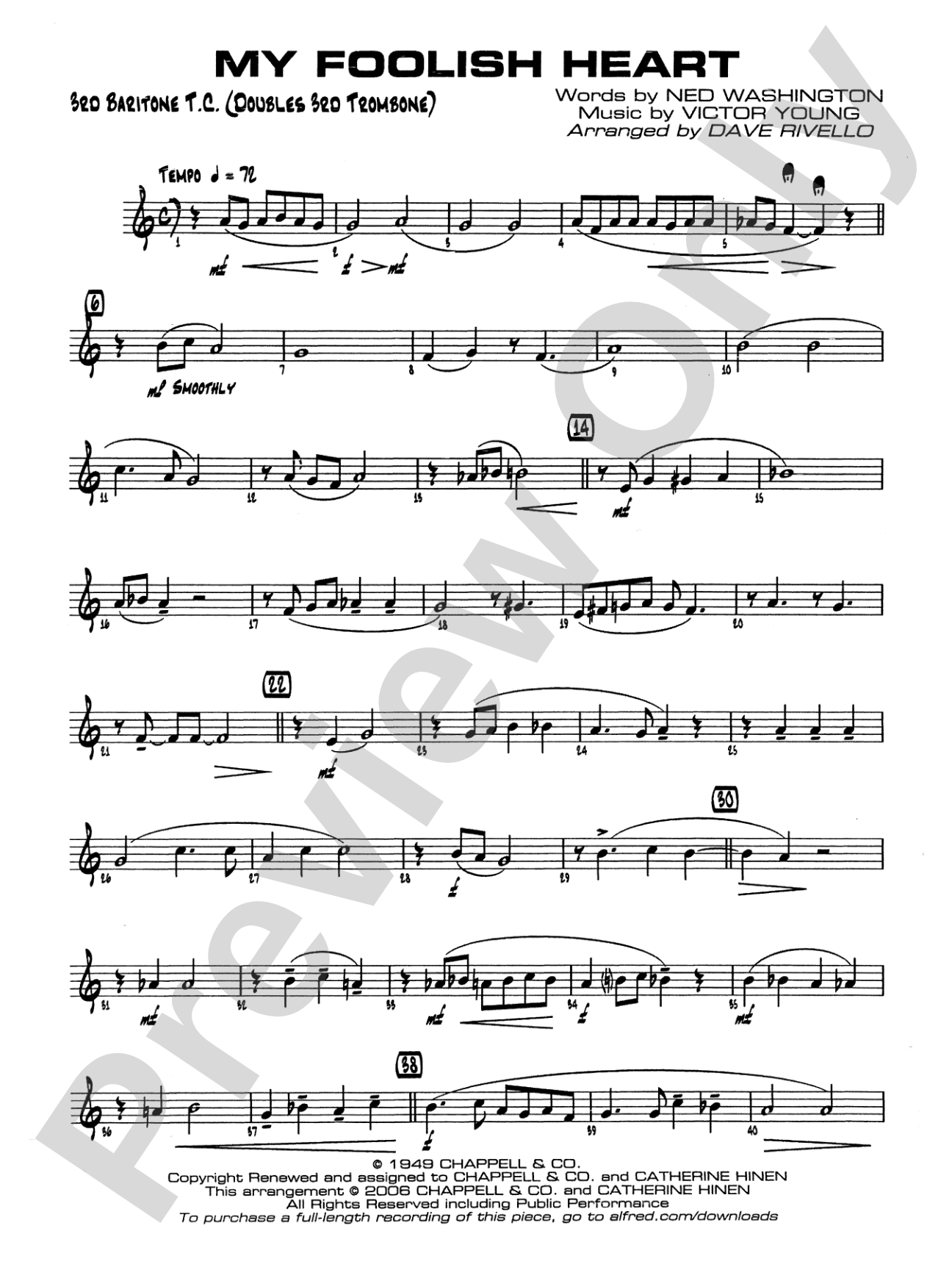 My Foolish Heart: 3rd Baritone T.C.