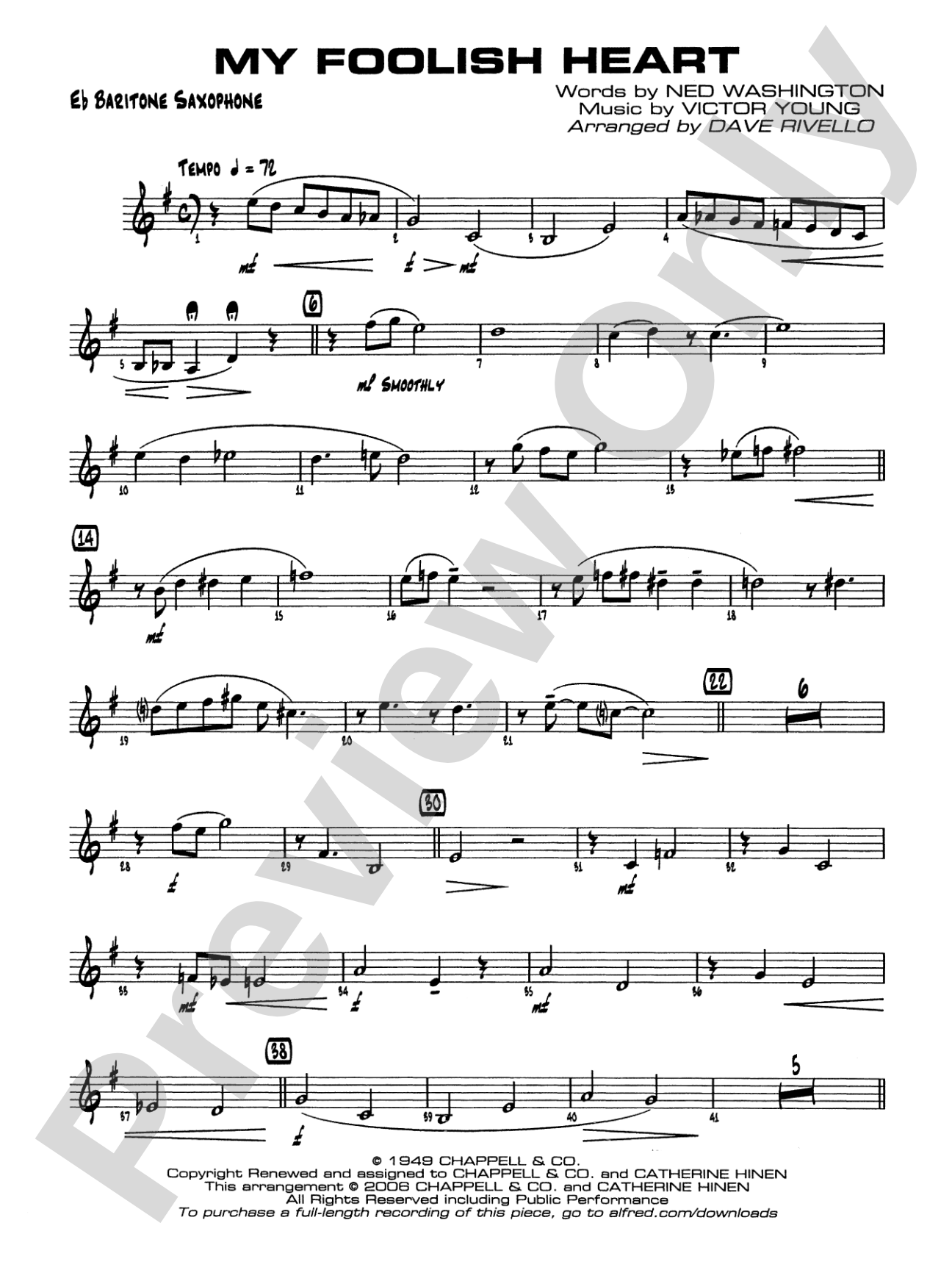 My Foolish Heart: E-flat Baritone Saxophone