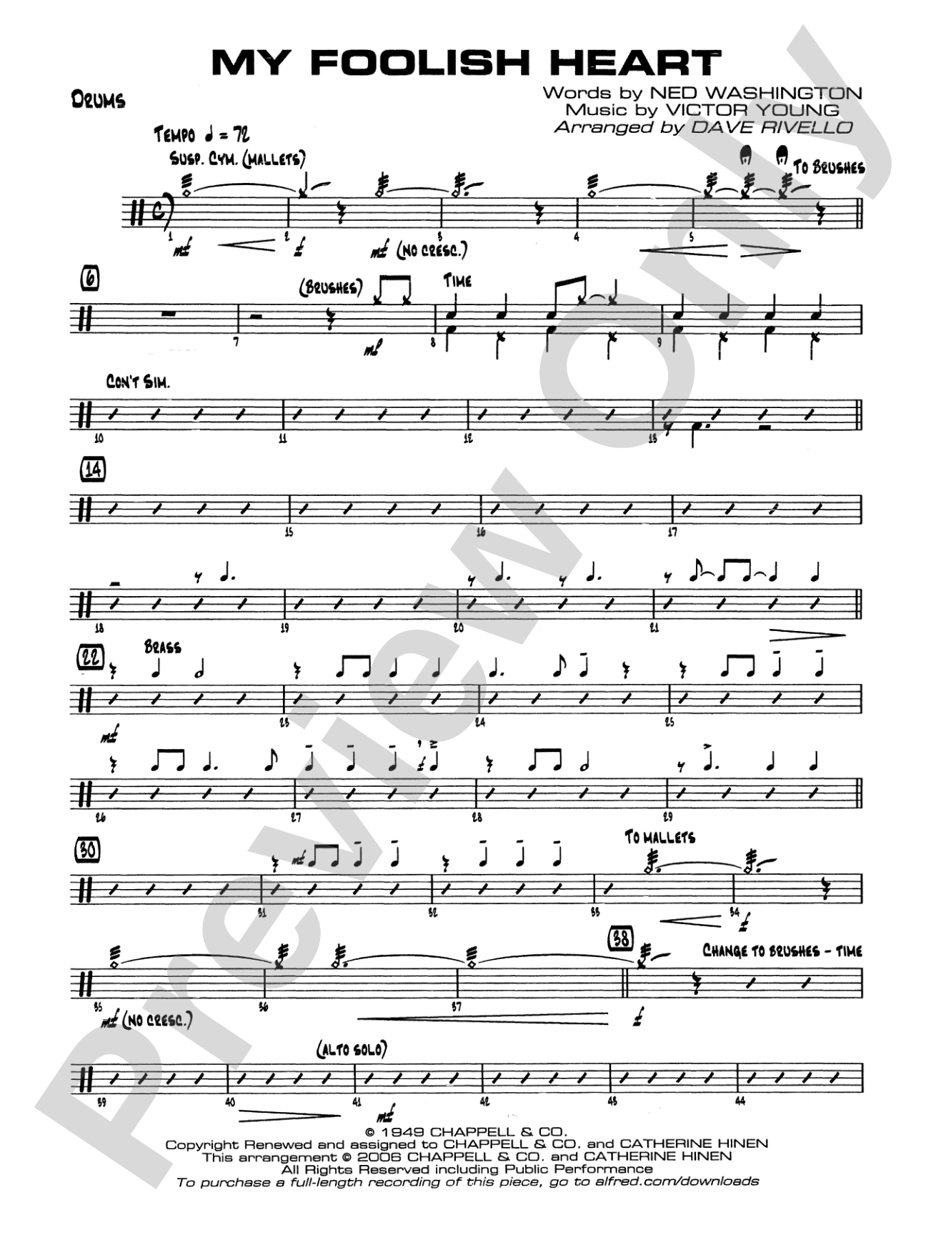My Foolish Heart: Drums