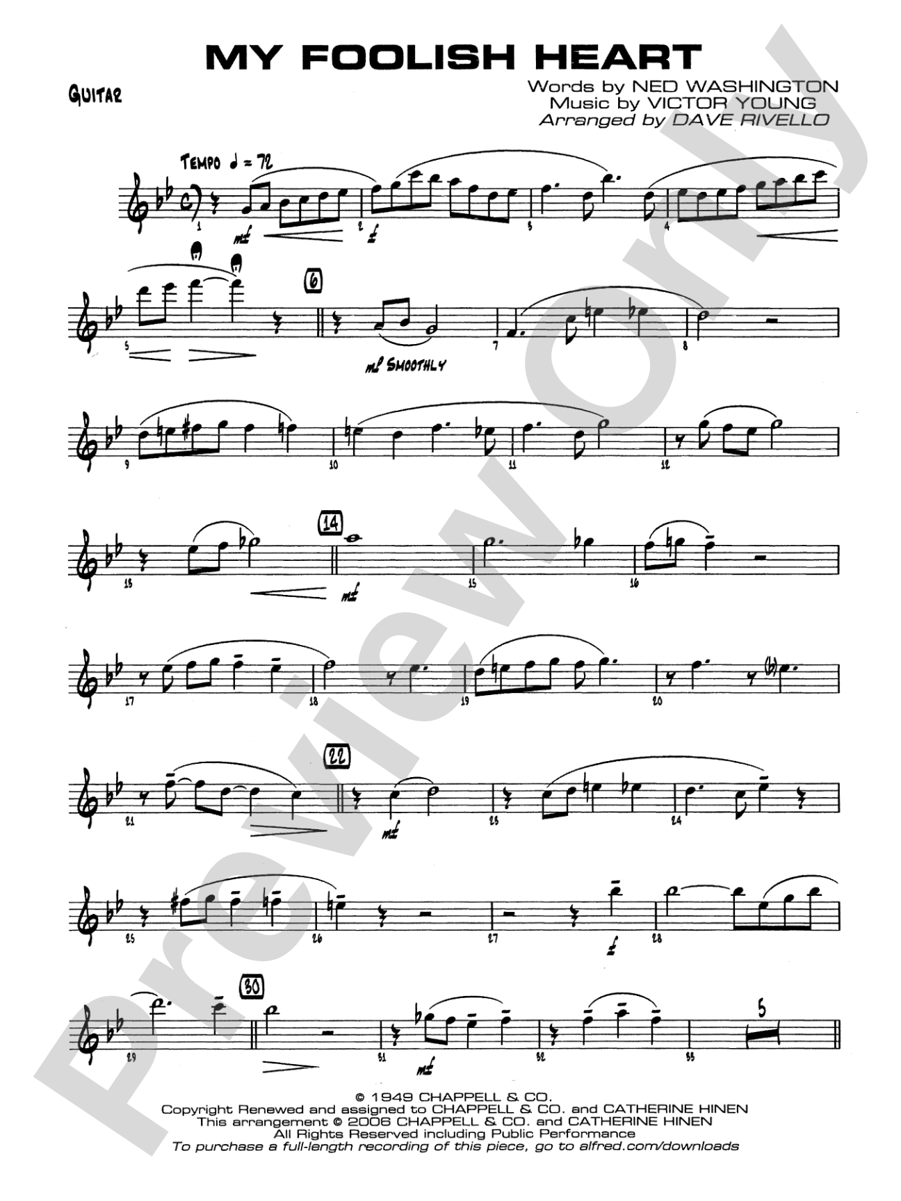 My Foolish Heart: Guitar