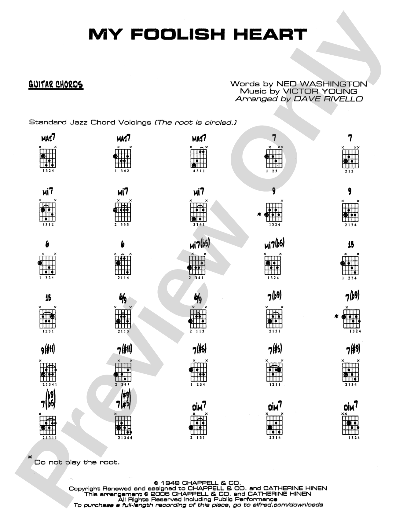My Foolish Heart: Guitar Chords