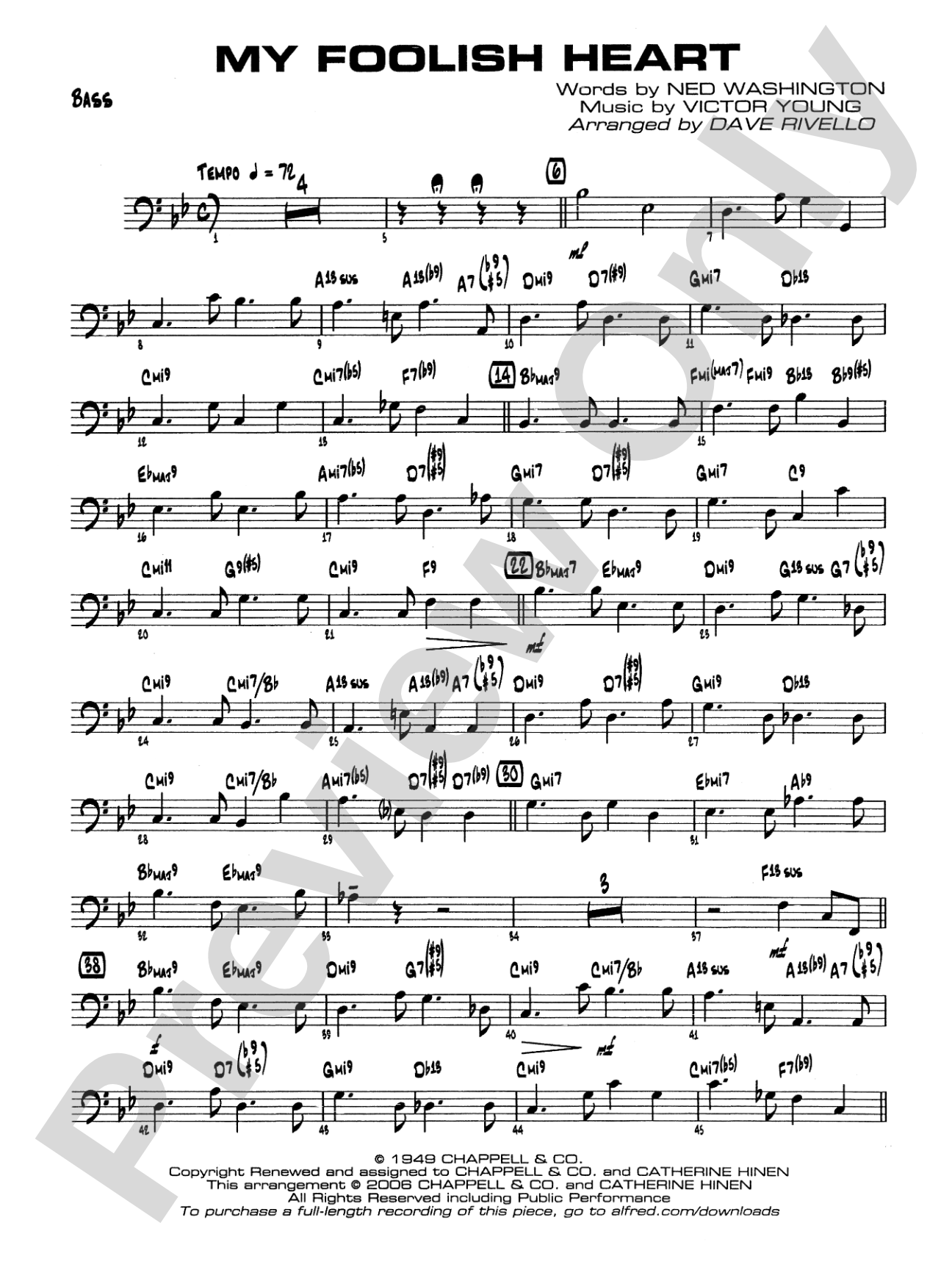My Foolish Heart: String Bass
