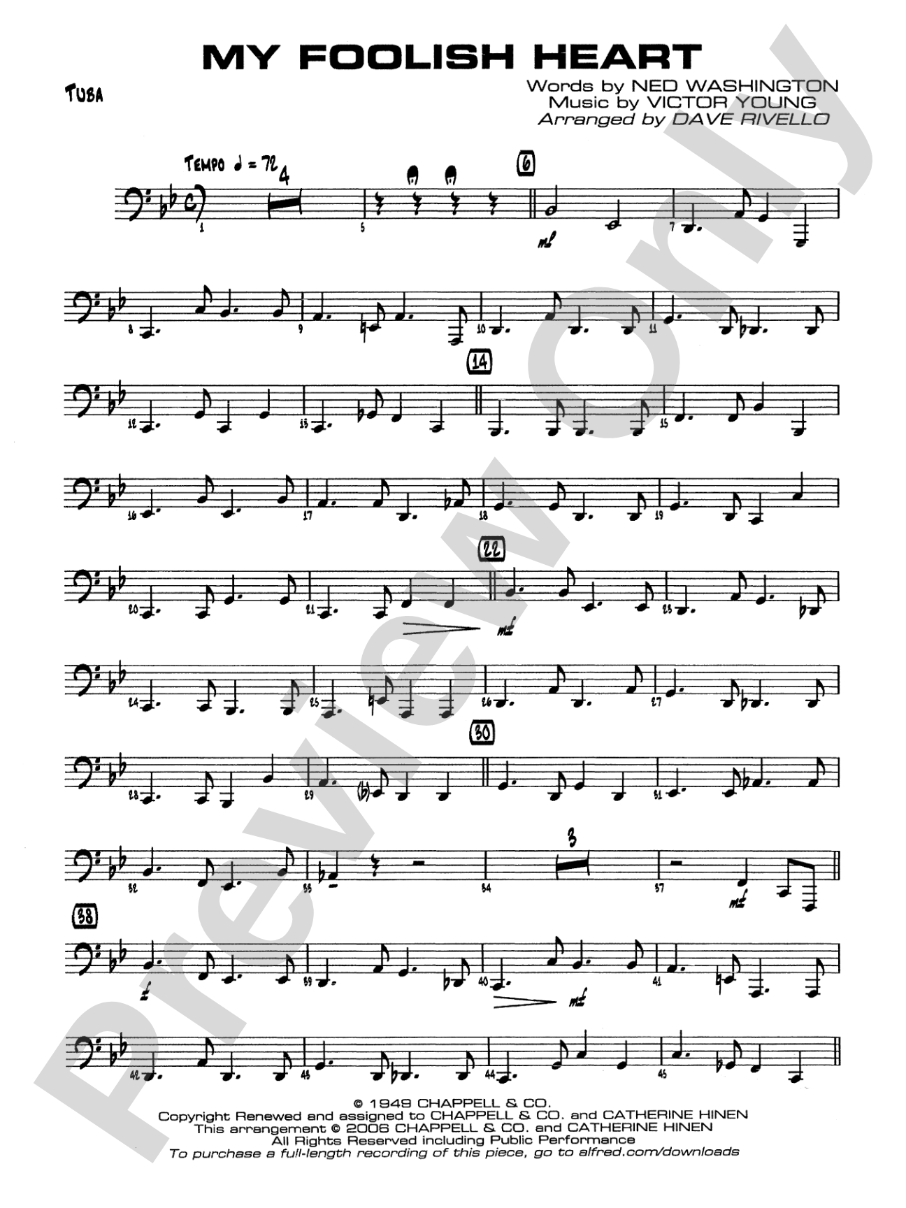 My Foolish Heart: Tuba