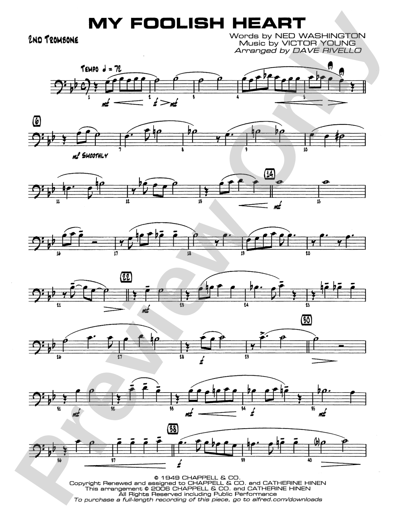 My Foolish Heart: 2nd Trombone