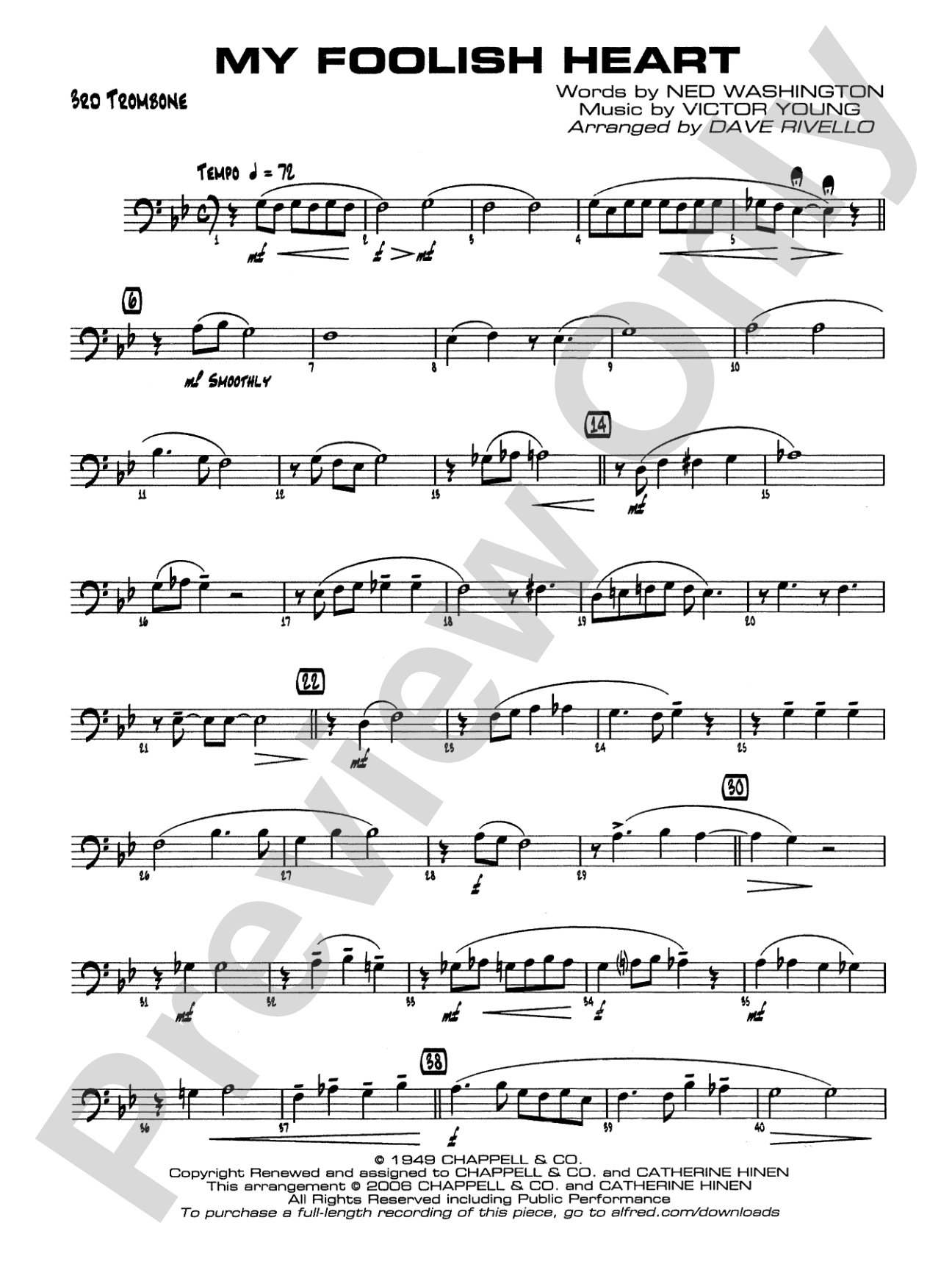 My Foolish Heart: 3rd Trombone
