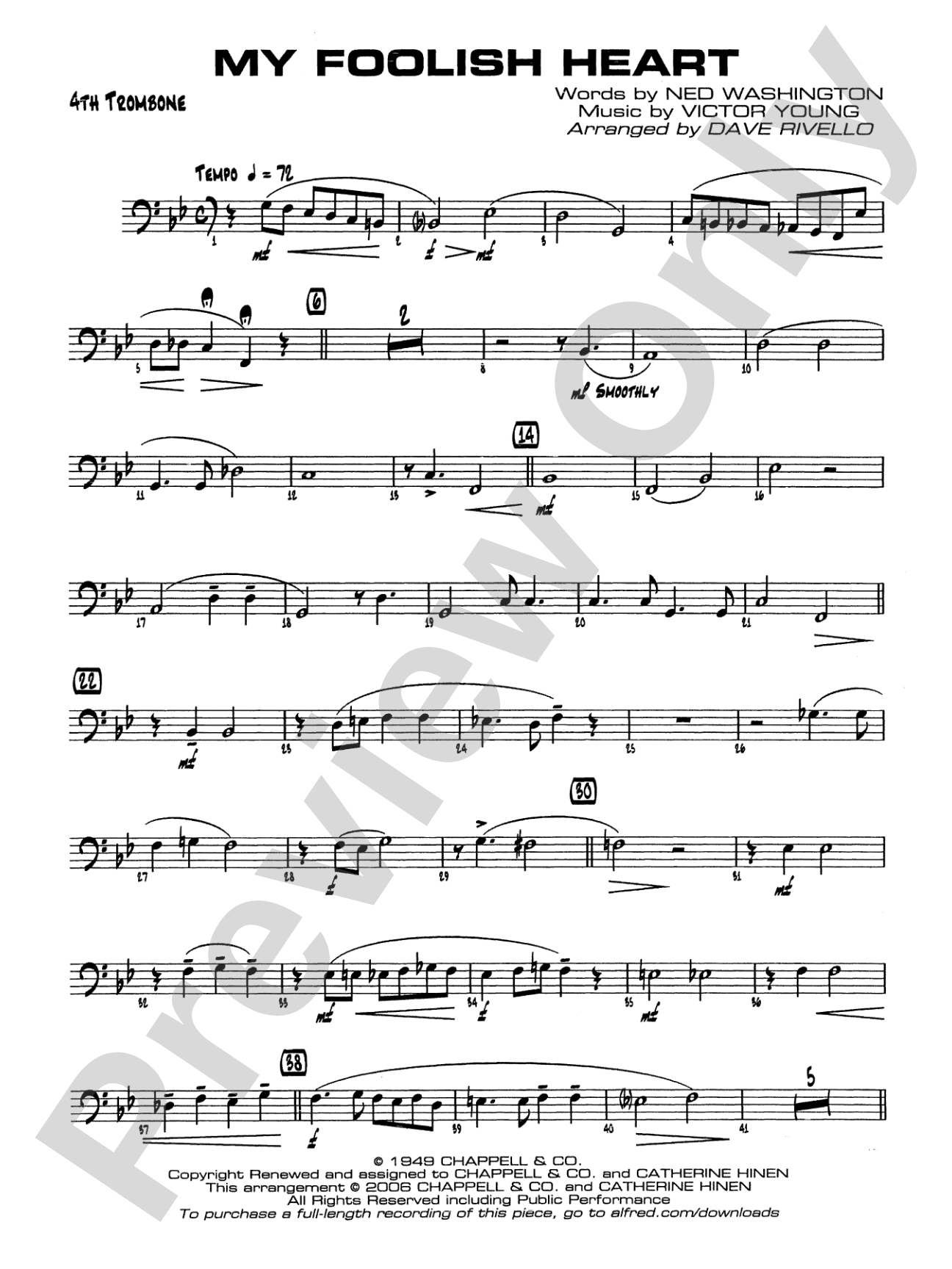 My Foolish Heart: 4th Trombone