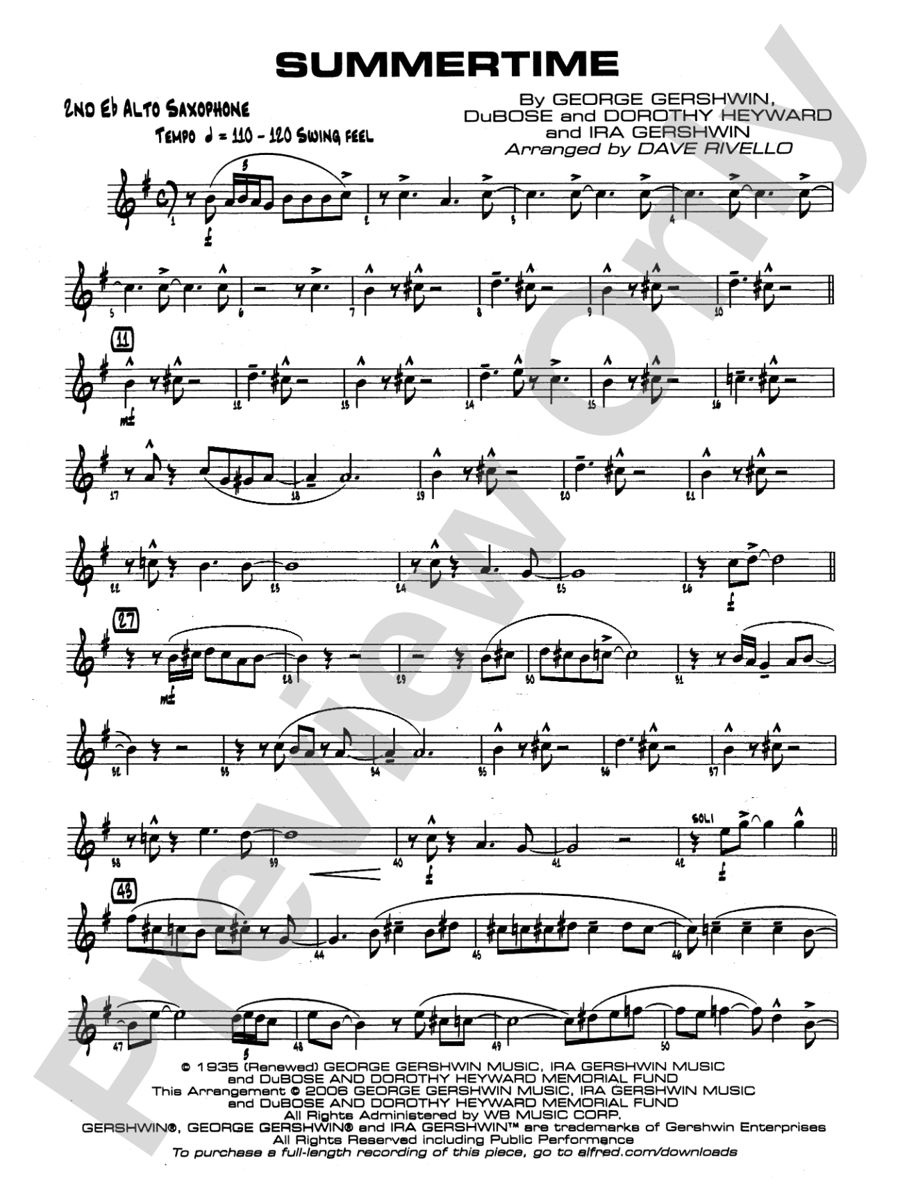 Summertime: 2nd E-flat Alto Saxophone