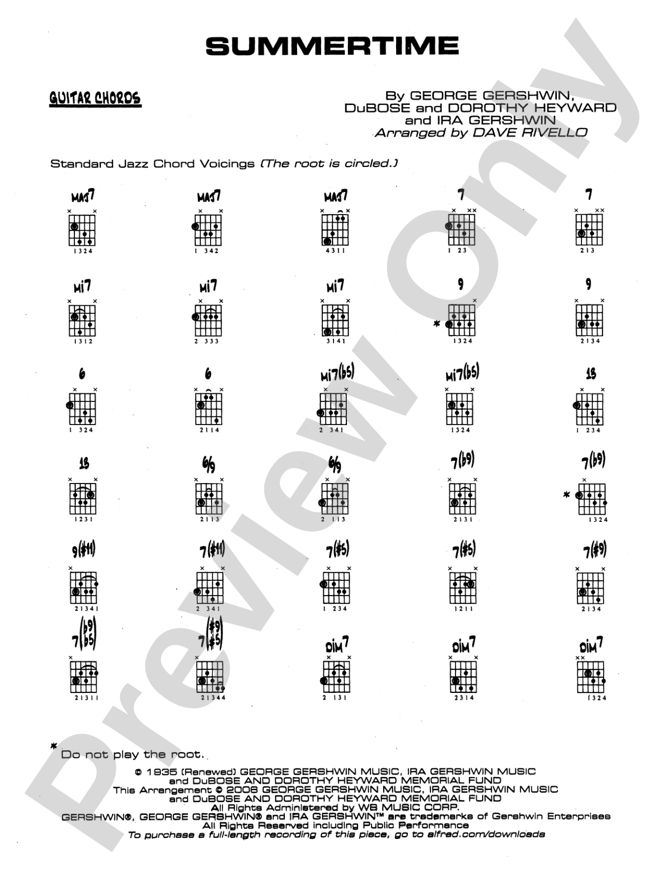 Summertime: Guitar Chords