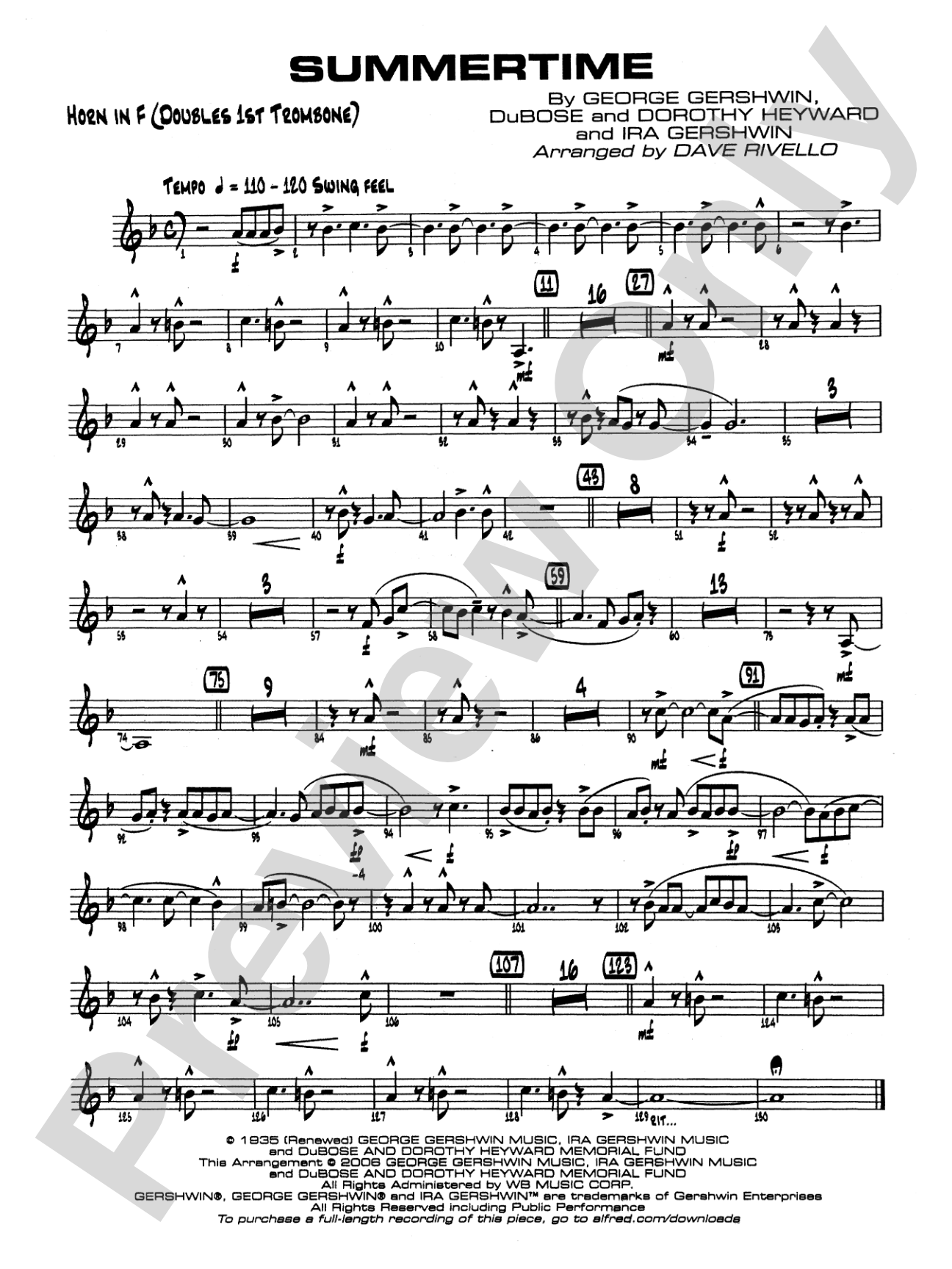 Summertime: 1st F Horn