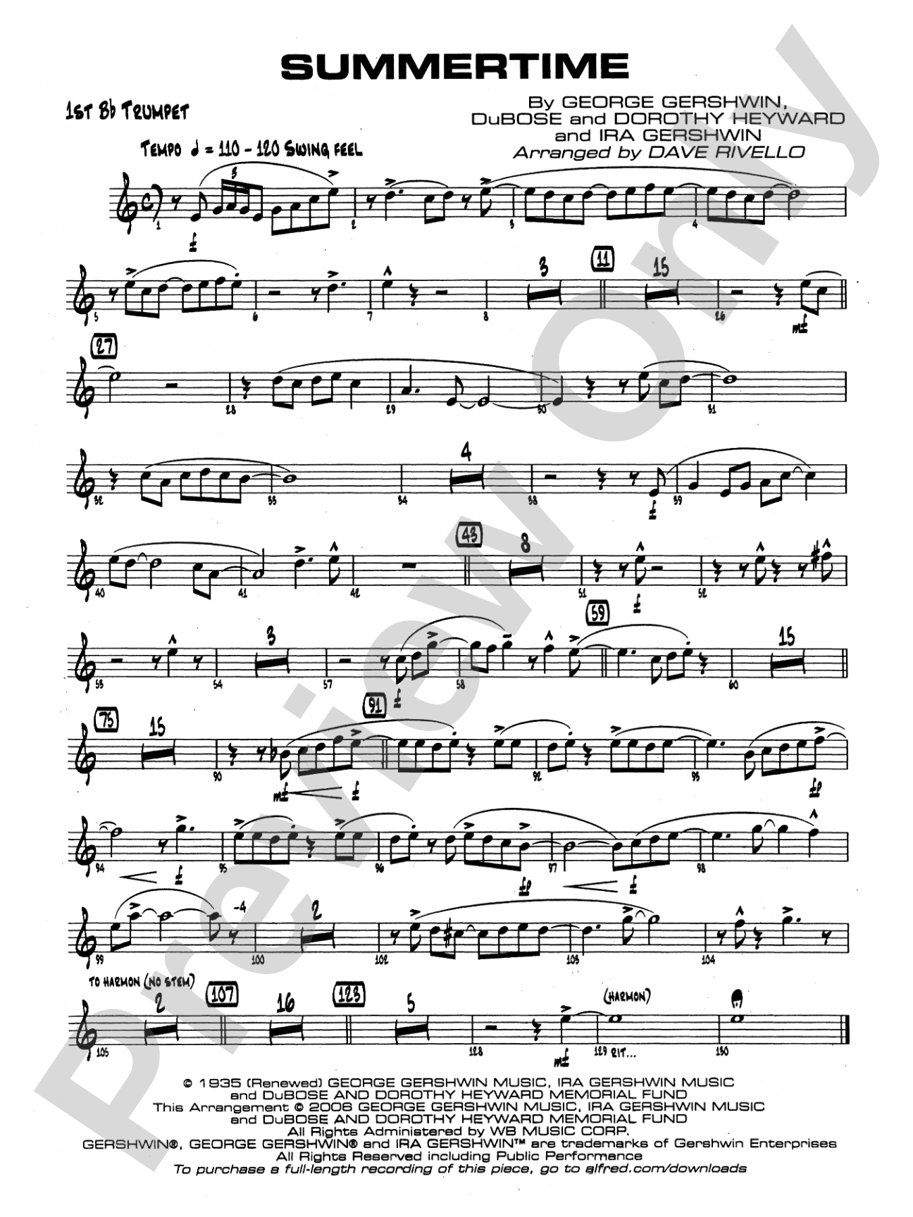 Summertime: 1st B-flat Trumpet
