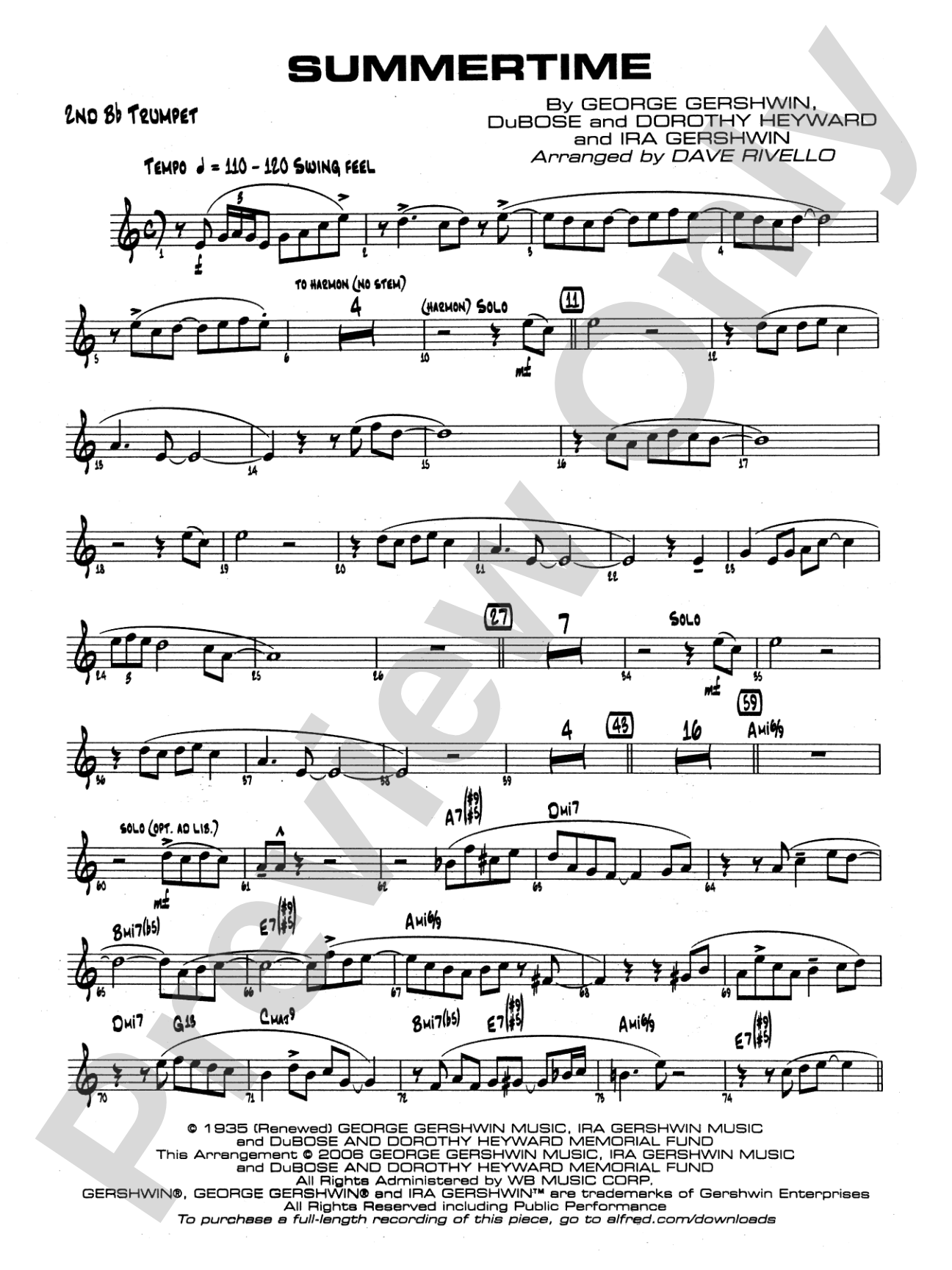 Summertime: 2nd B-flat Trumpet