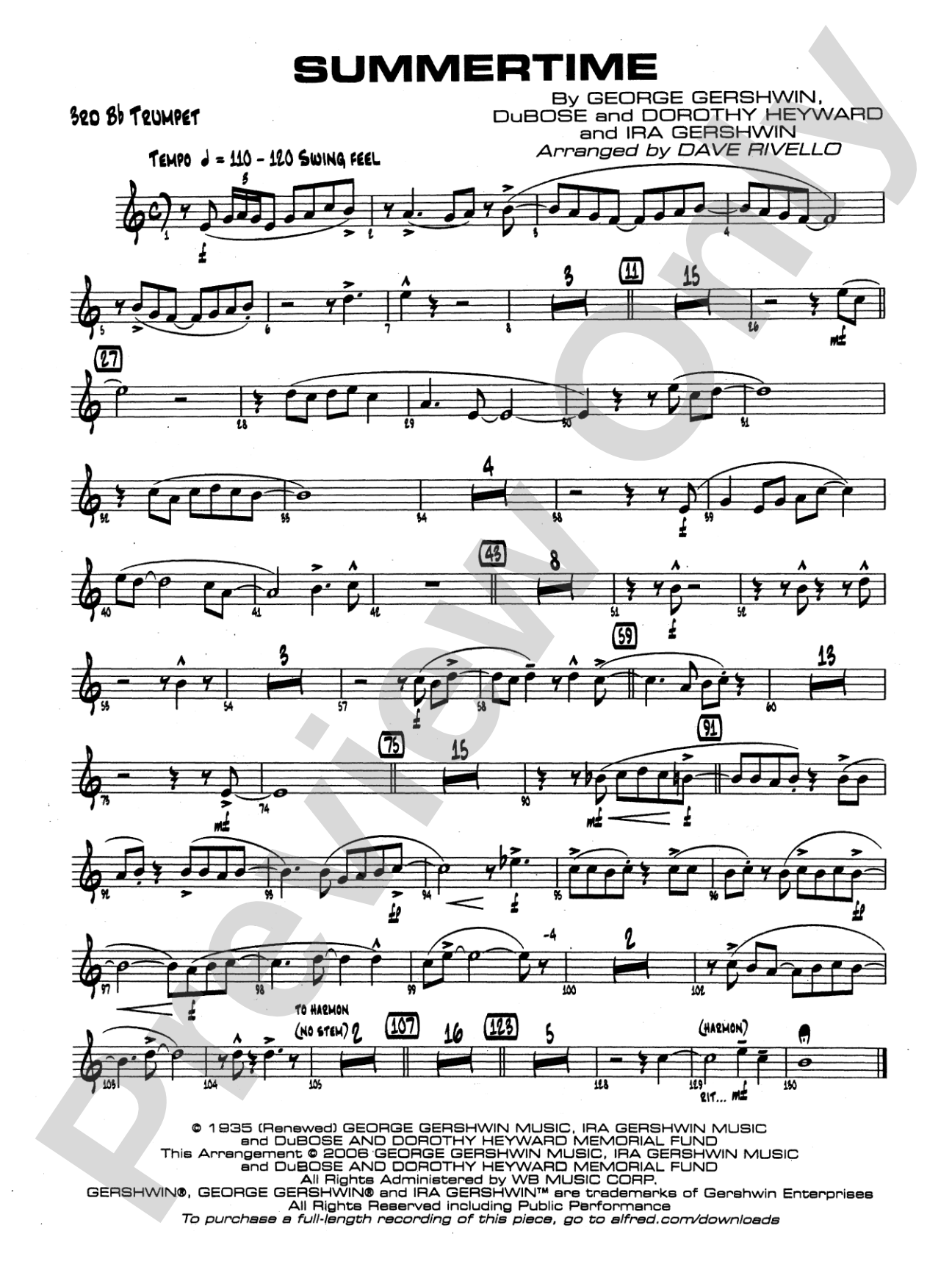 Summertime: 3rd B-flat Trumpet