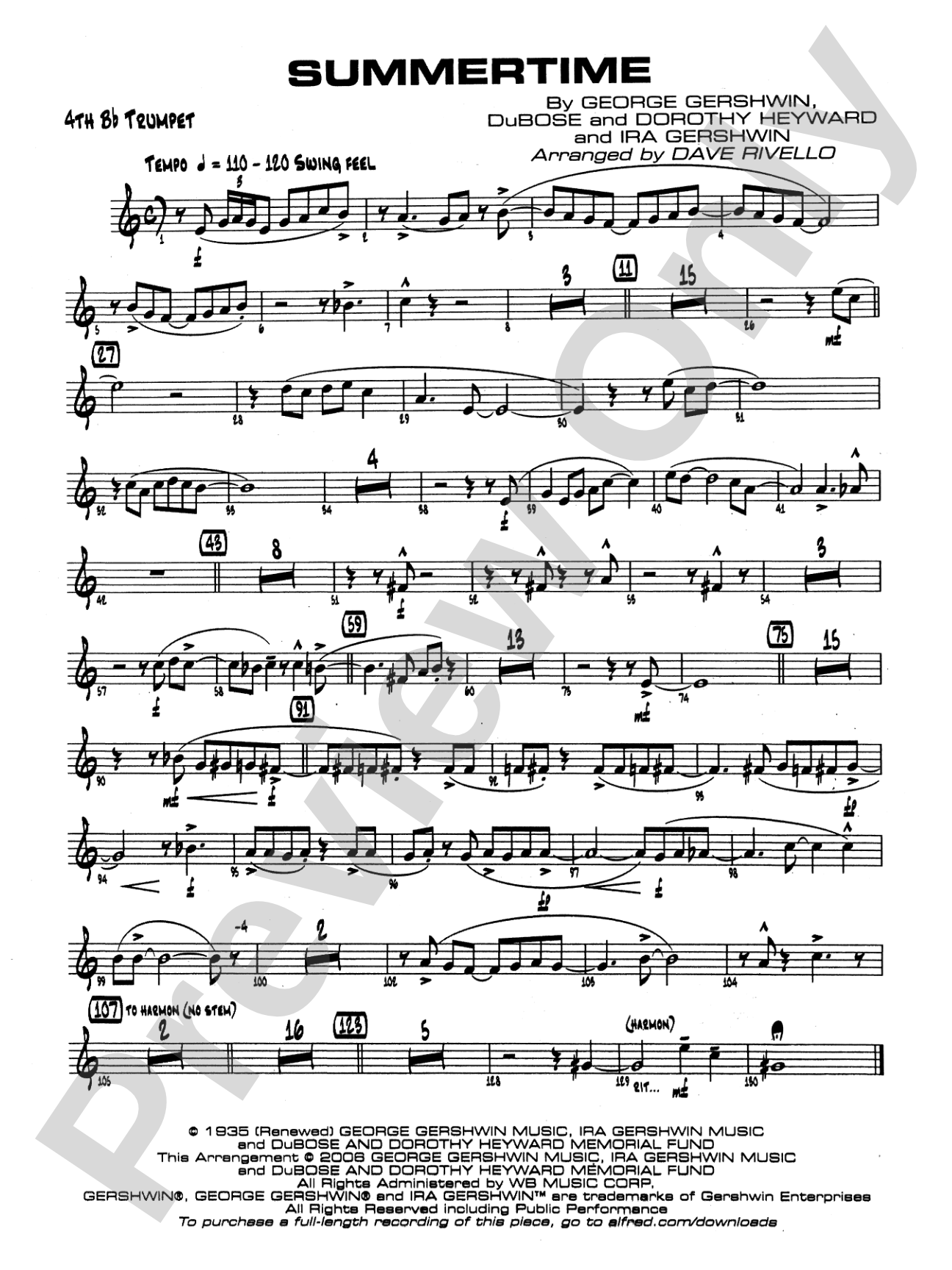Summertime: 4th B-flat Trumpet