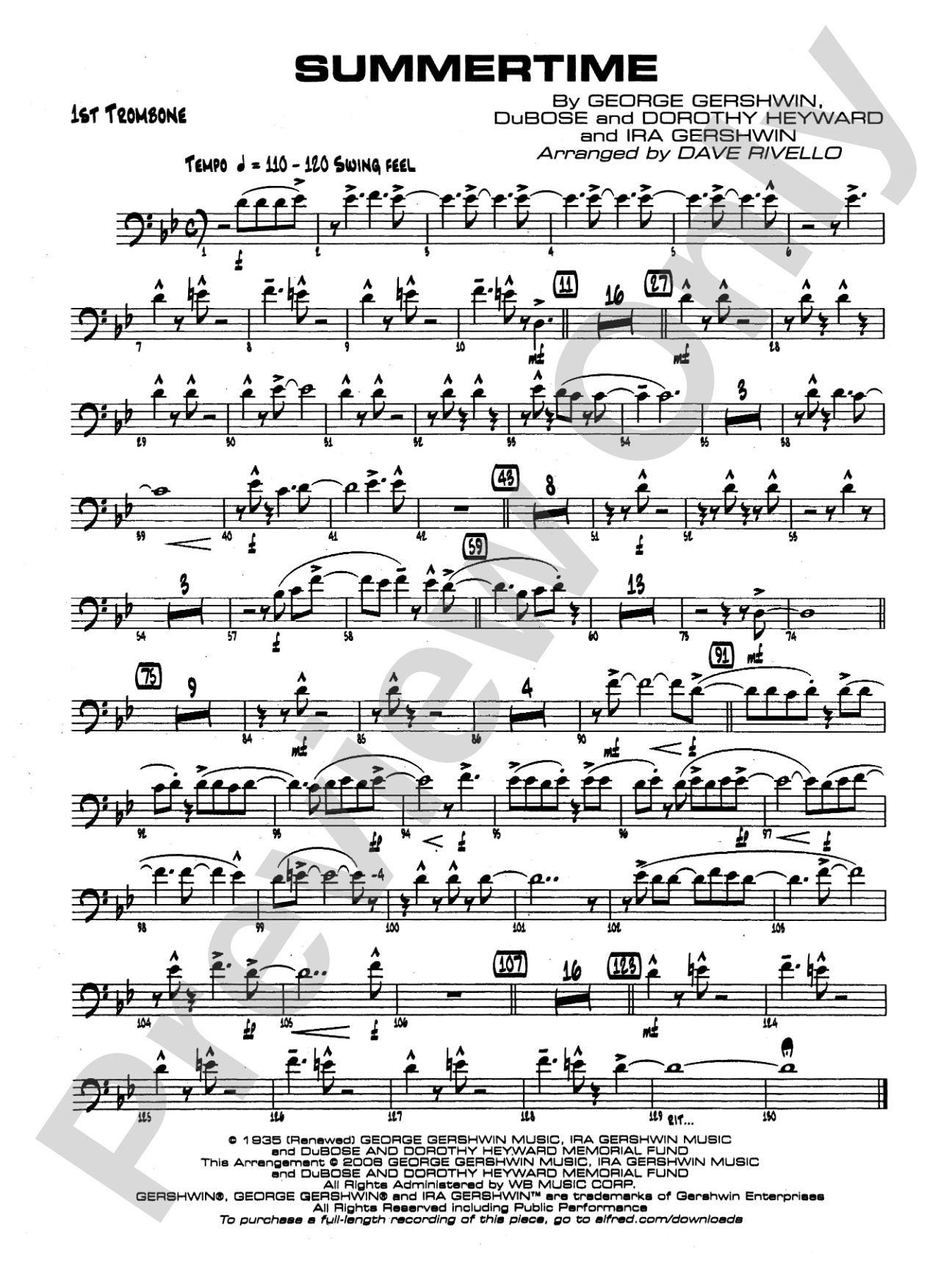 Summertime: 1st Trombone
