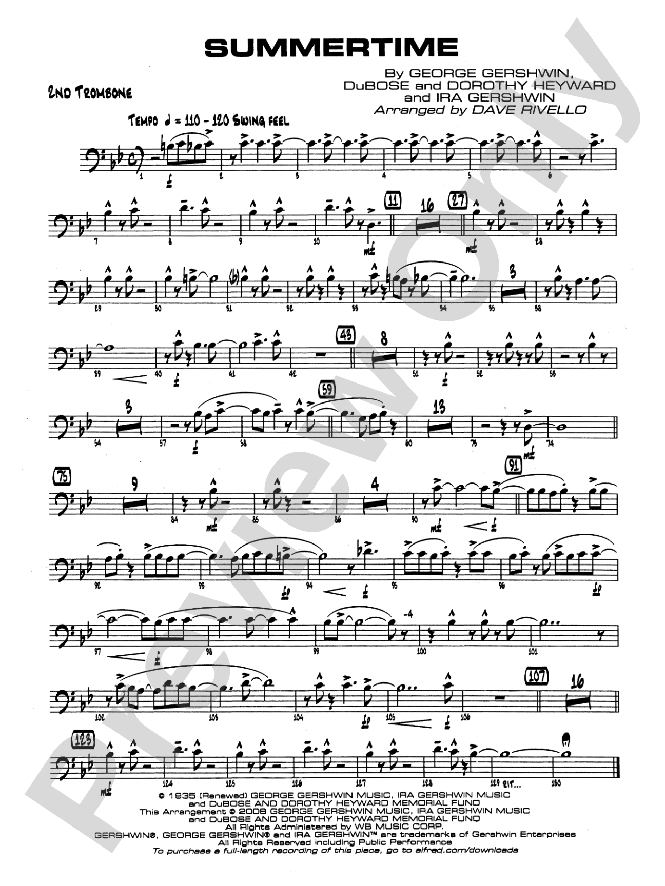 Summertime: 2nd Trombone