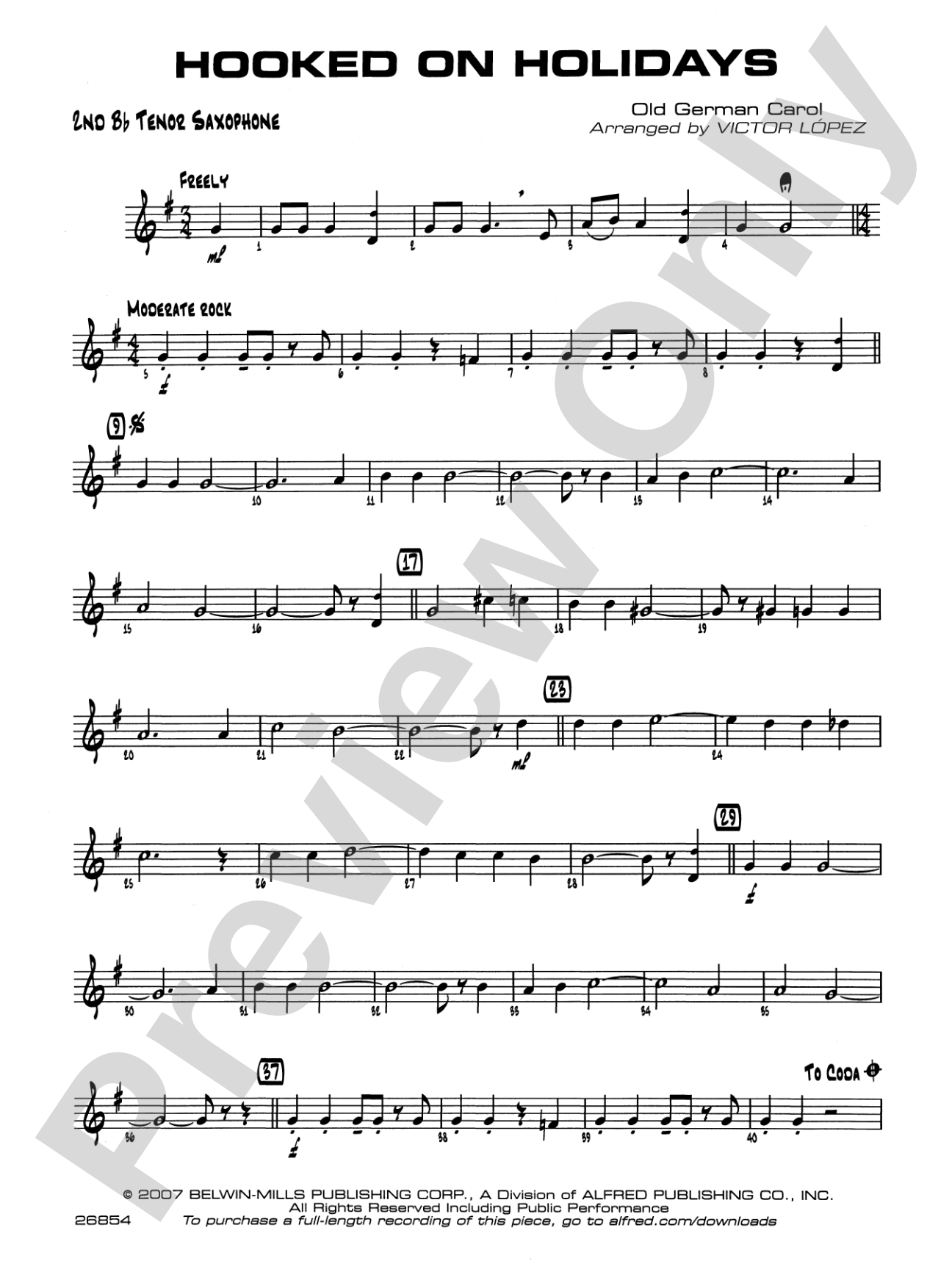 Hooked on Holidays: 2nd B-flat Tenor Saxophone