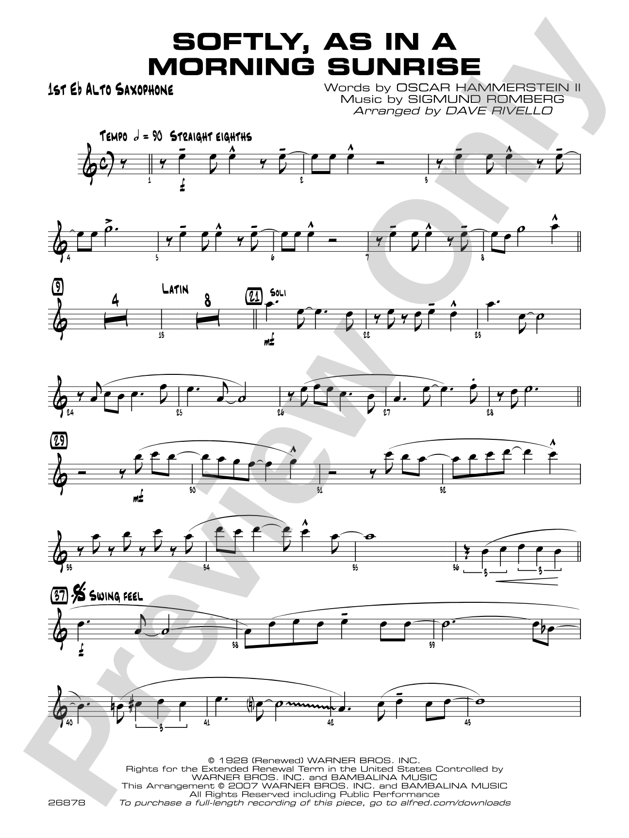 Softly, As in a Morning Sunrise: E-flat Alto Saxophone