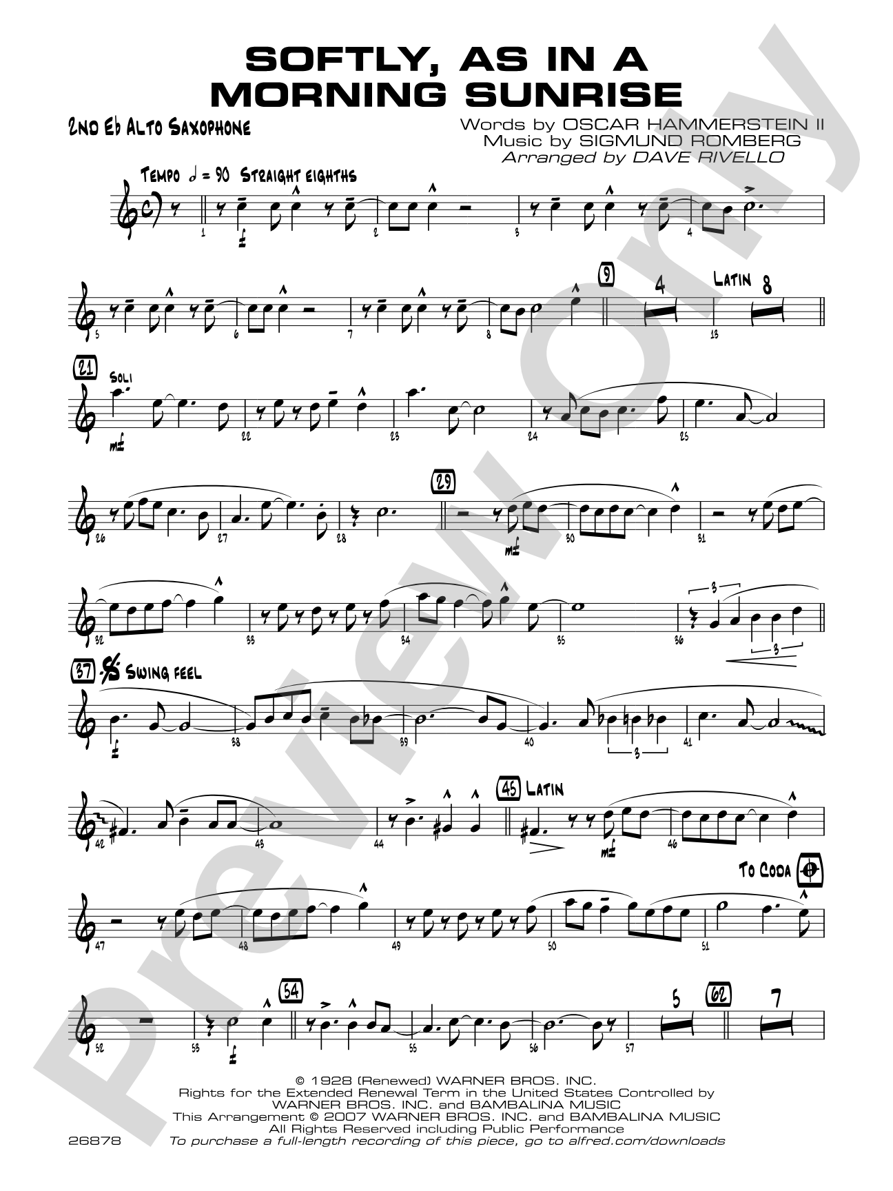 Softly, As in a Morning Sunrise: 2nd E-flat Alto Saxophone