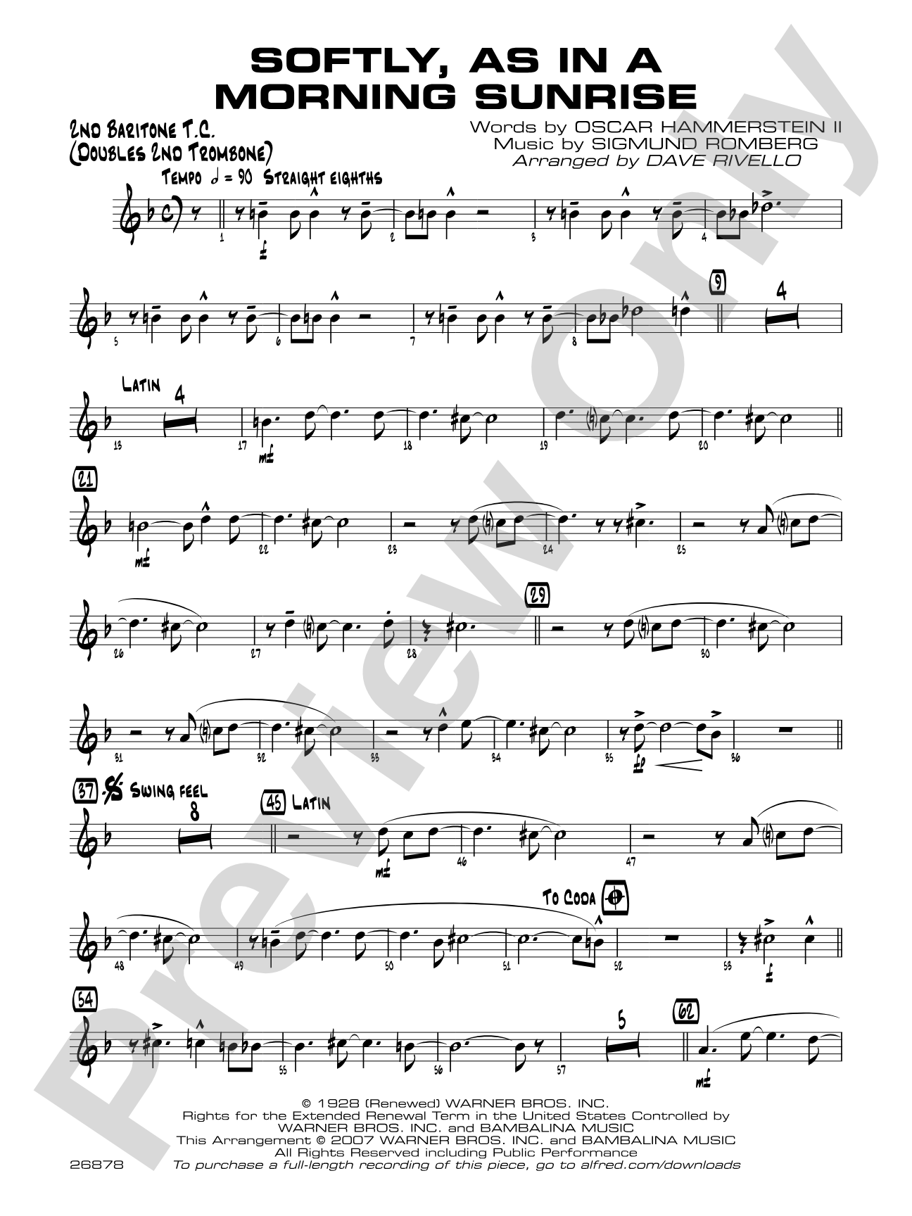 Softly, As in a Morning Sunrise: 2nd Baritone T.C.