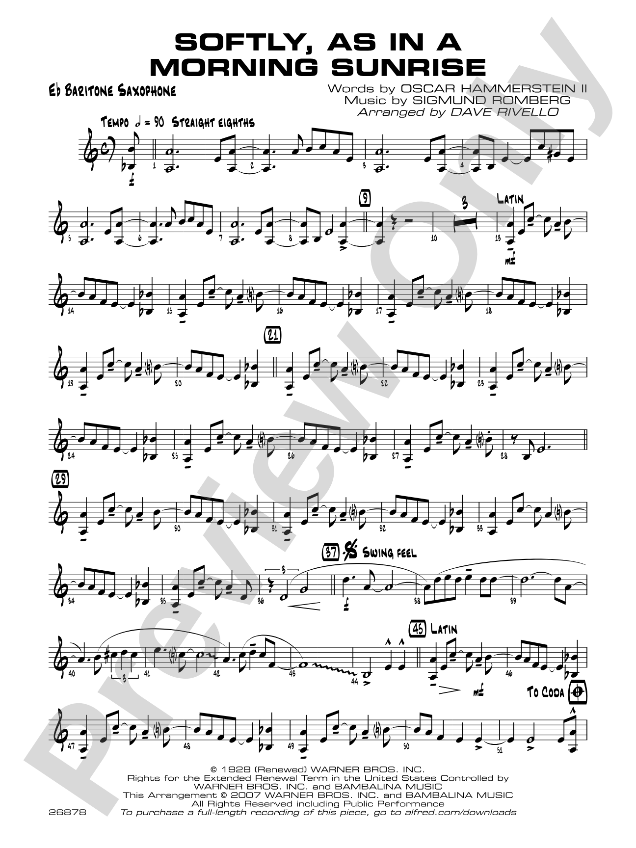 Softly, As in a Morning Sunrise: E-flat Baritone Saxophone