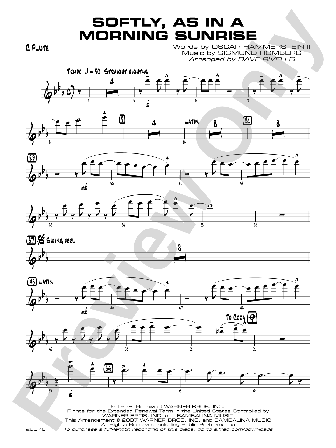Softly, As in a Morning Sunrise: Flute