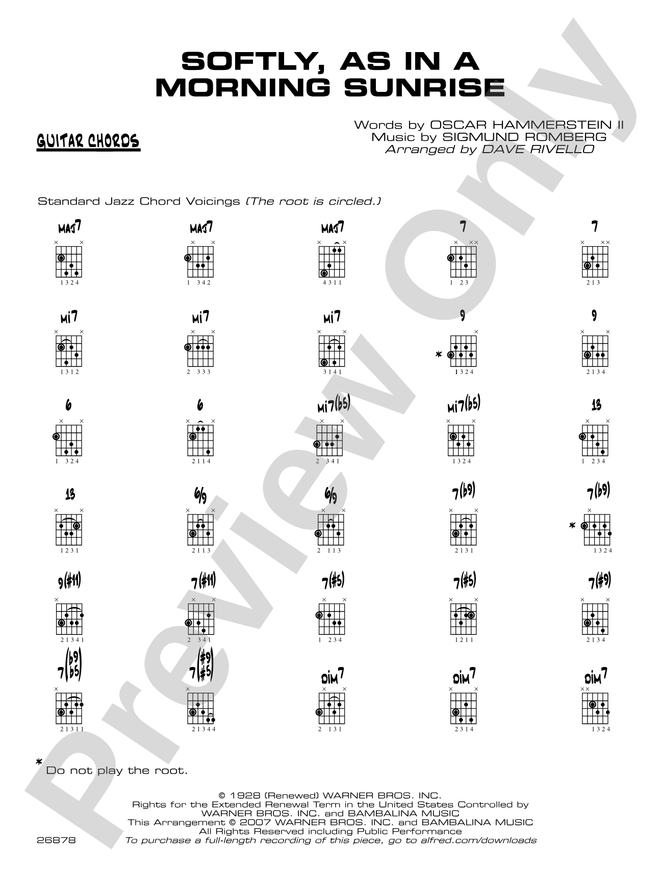 Softly, As in a Morning Sunrise: Guitar Chords