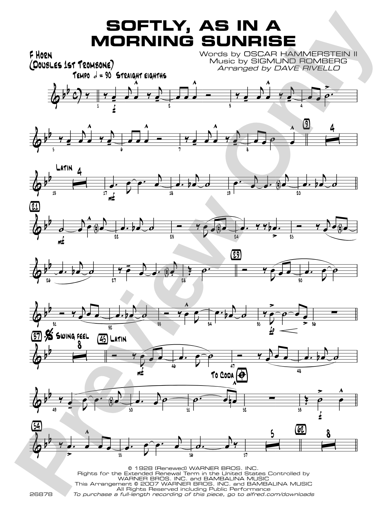 Softly, As in a Morning Sunrise: 1st F Horn
