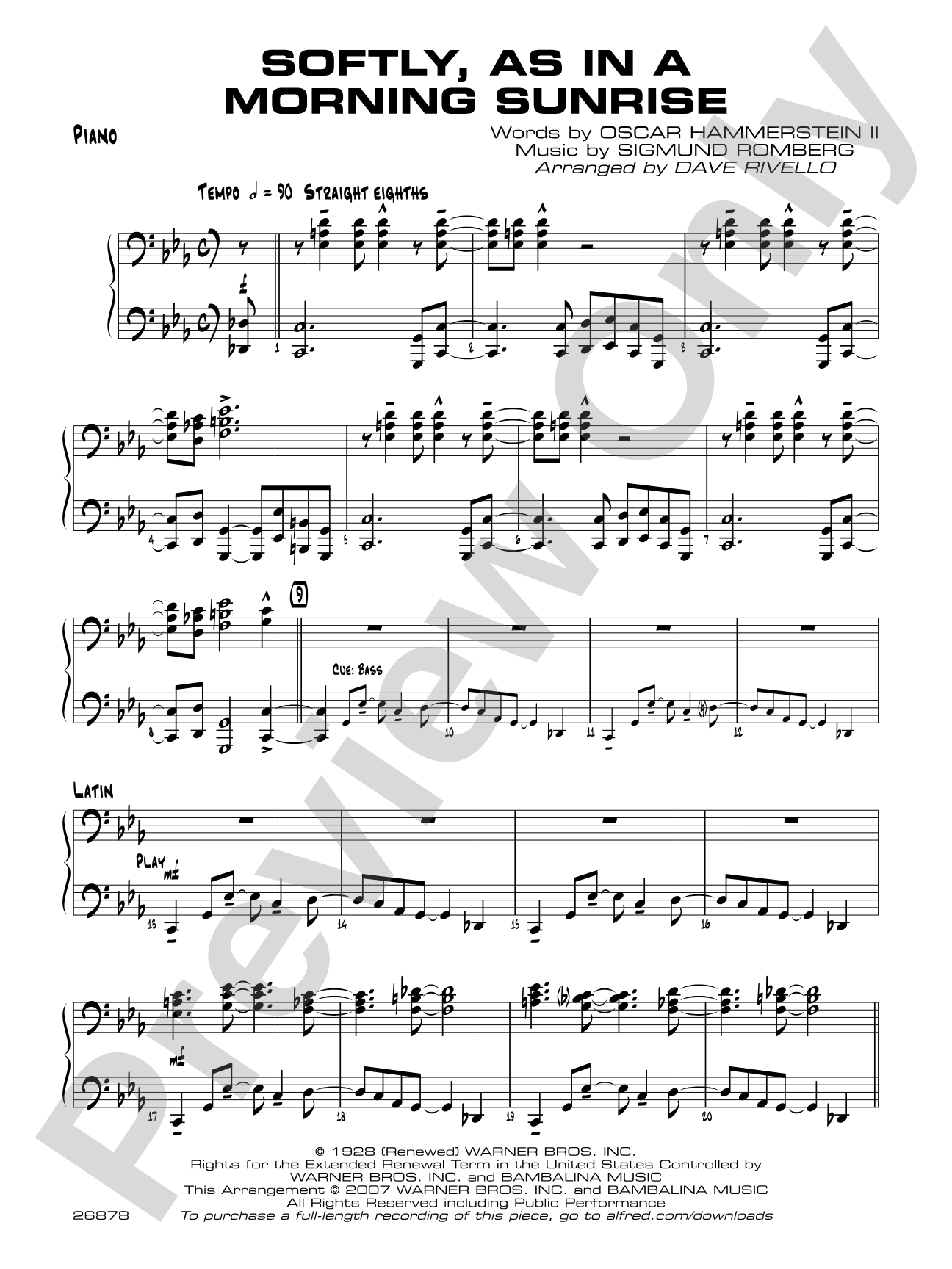 Softly, As in a Morning Sunrise: Piano Accompaniment