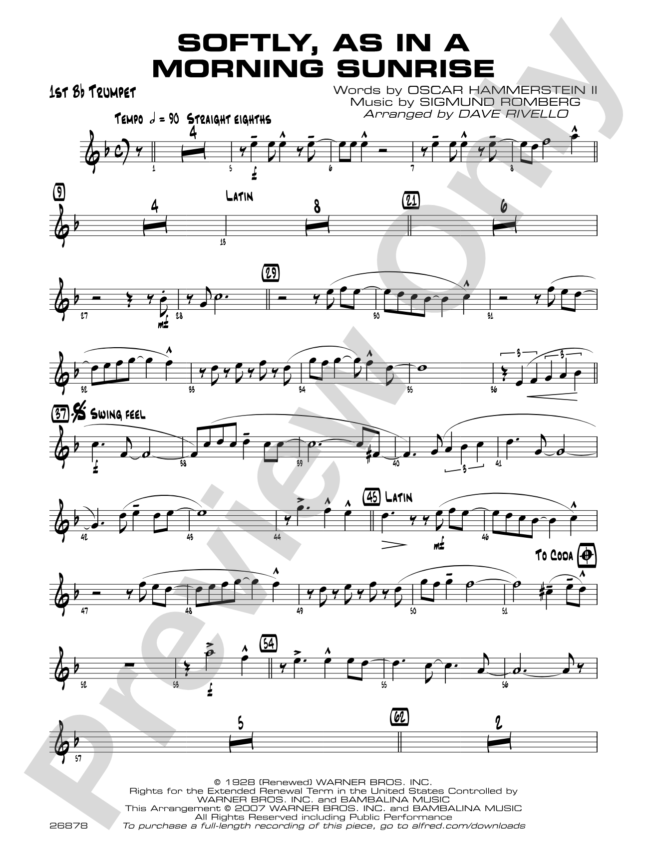 Softly, As in a Morning Sunrise: 1st B-flat Trumpet