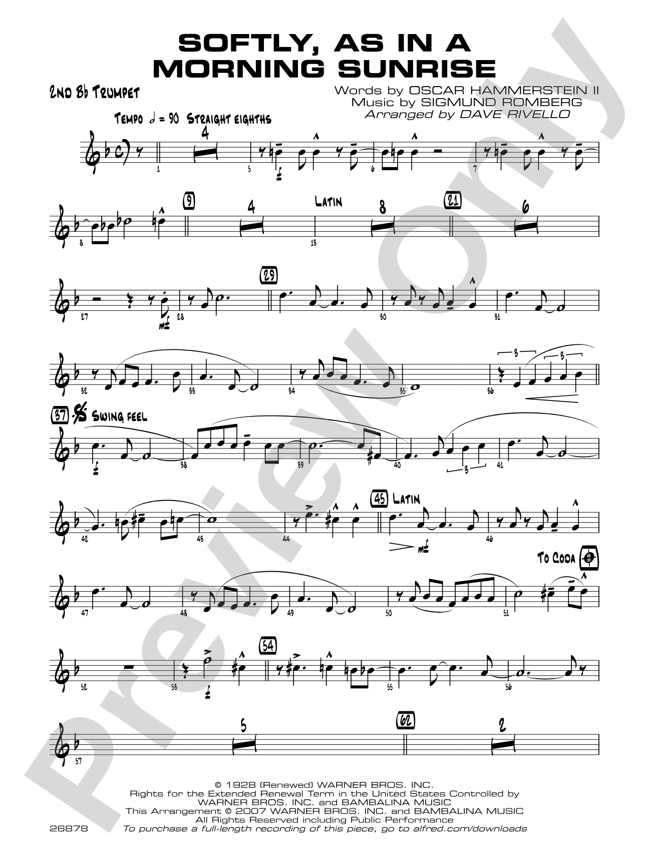 Softly, As in a Morning Sunrise: 2nd B-flat Trumpet