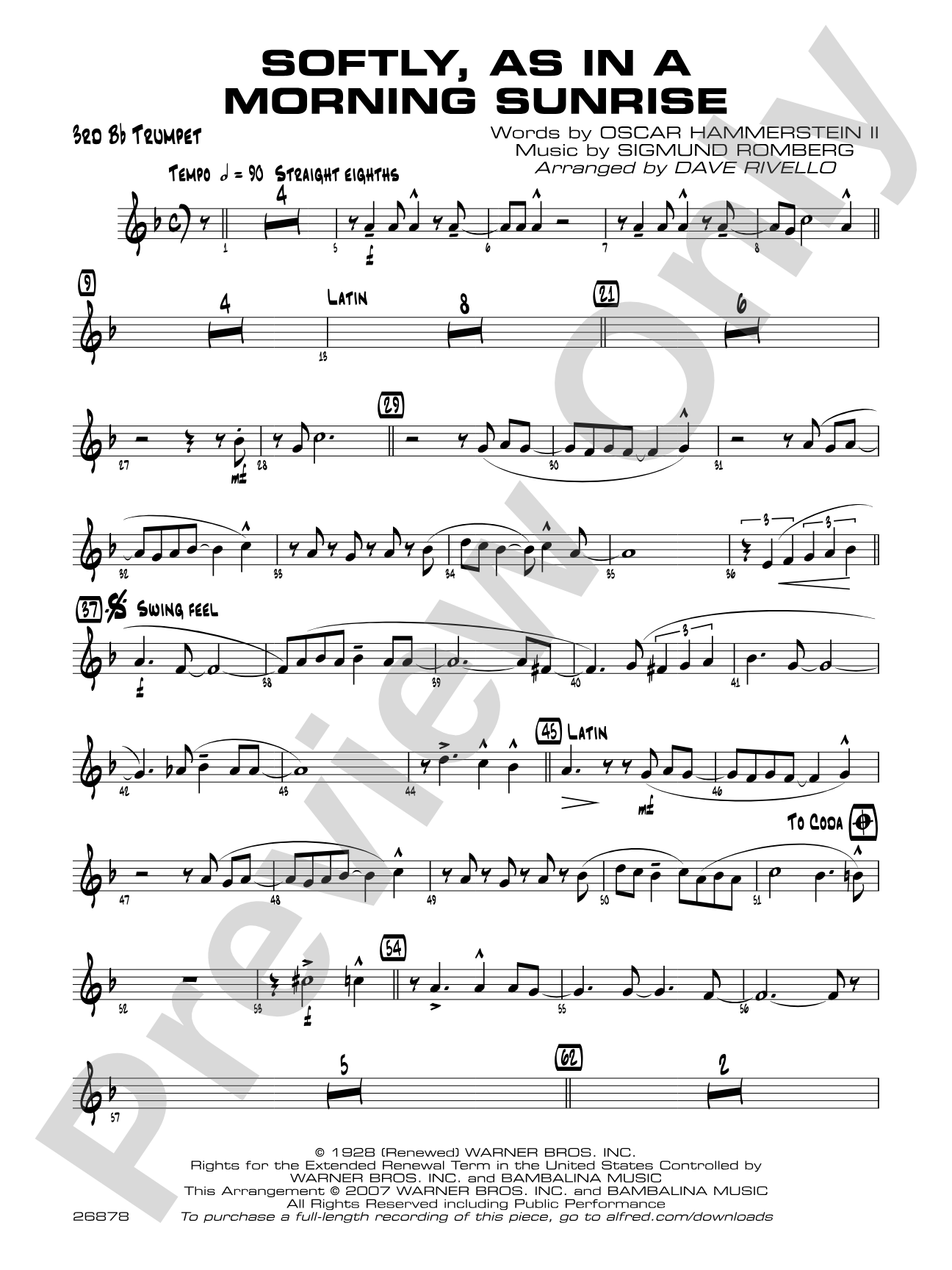 Softly, As in a Morning Sunrise: 3rd B-flat Trumpet